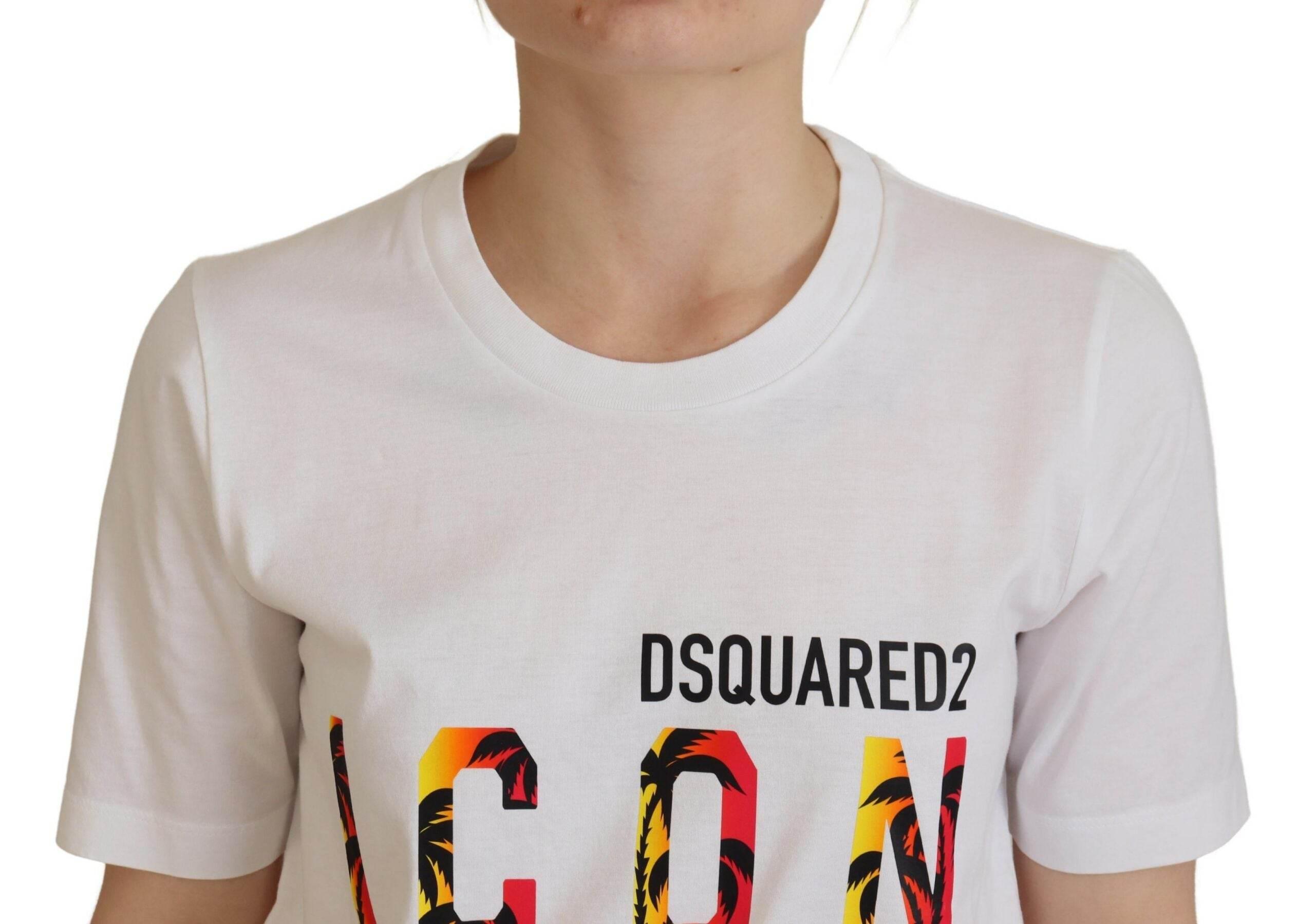 Dsquared² White Cotton Icon Logo Print Crewneck T-shirt - Hilstor