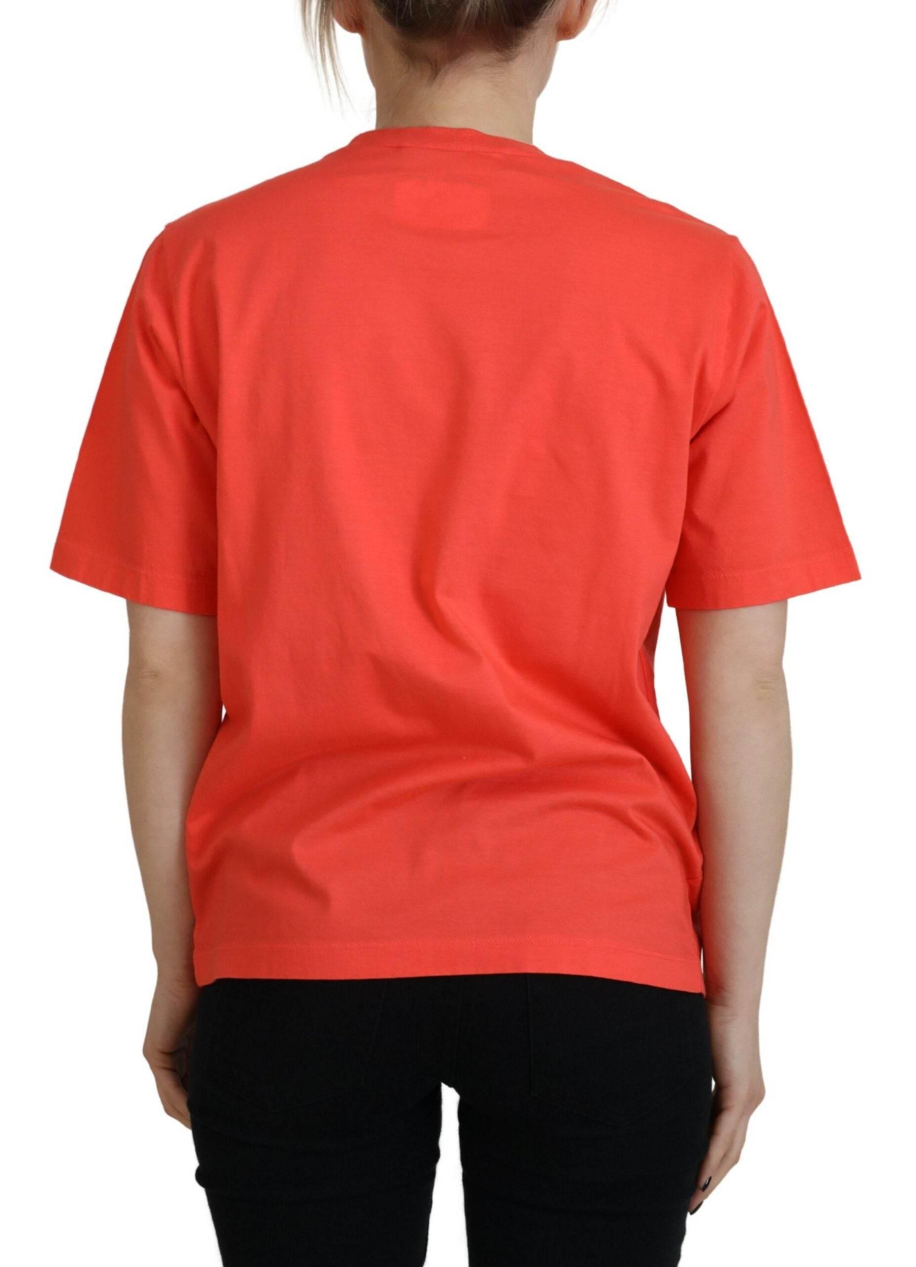 Dsquared² Orange Logo Cotton Crewneck Short Sleeve T-shirt - Hilstor