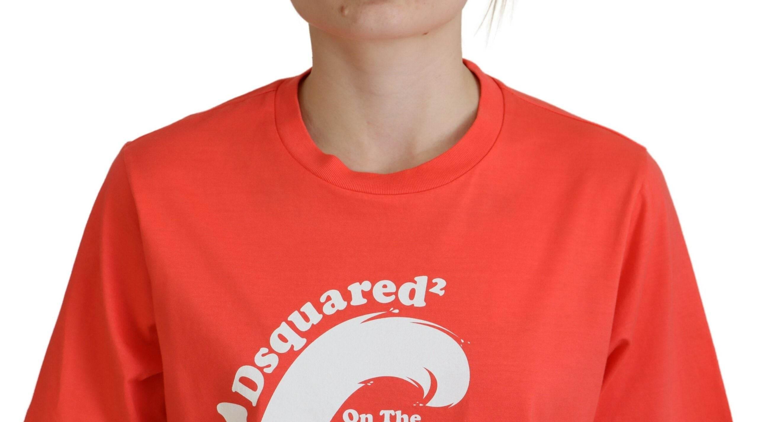 Dsquared² Orange Logo Cotton Crewneck Short Sleeve T-shirt - Hilstor