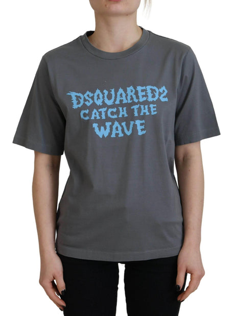 Dsquared² Gray Logo Cotton Crewneck Short Sleeve Tee T-shirt - Hilstor