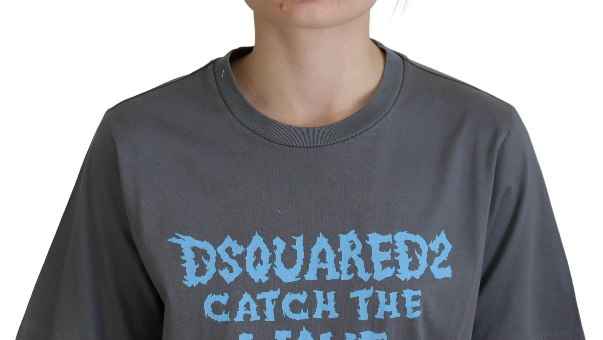 Dsquared² Gray Logo Cotton Crewneck Short Sleeve Tee T-shirt - Hilstor