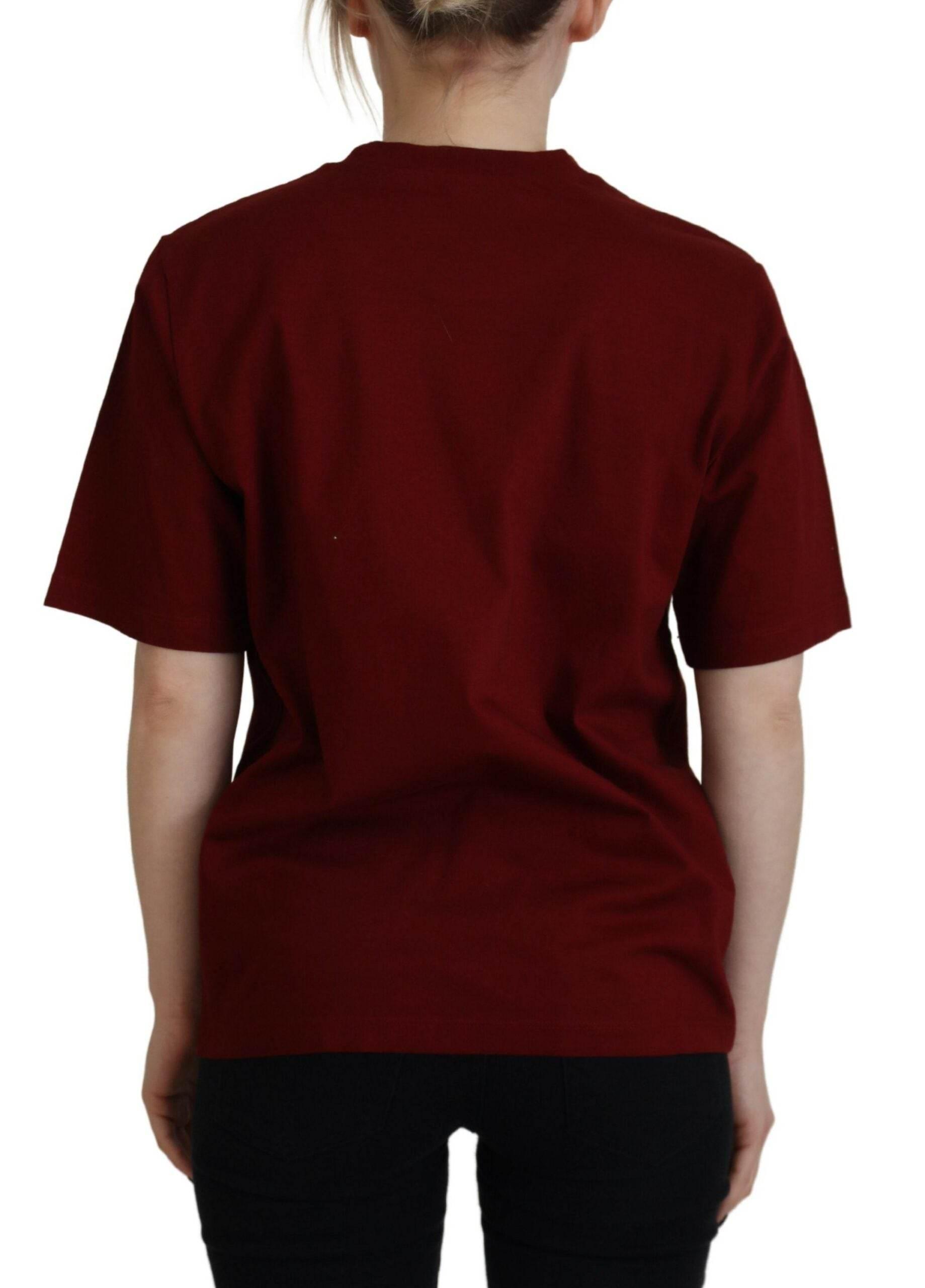 Dsquared² Maroon Logo Cotton Crewneck Short Sleeve Tee T-shirt - Hilstor
