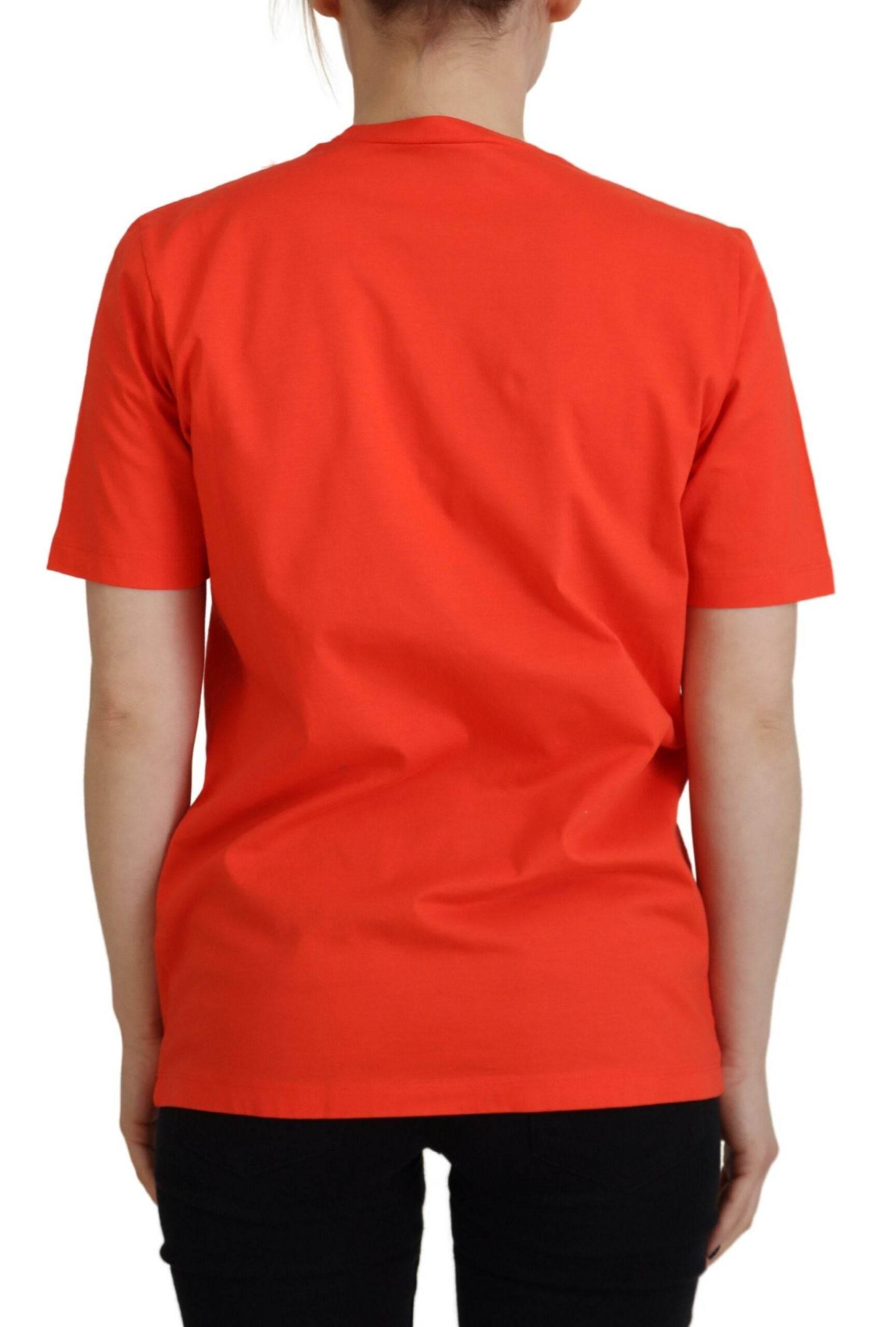 Dsquared² Orange Cotton Shiny Icon East Tee Crewneck T-shirt - Hilstor