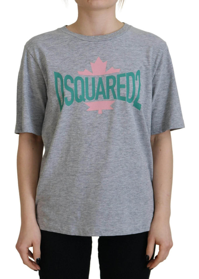 Dsquared² Gray Logo Cotton Crewneck Short Sleeve Tee T-shirt - Hilstor