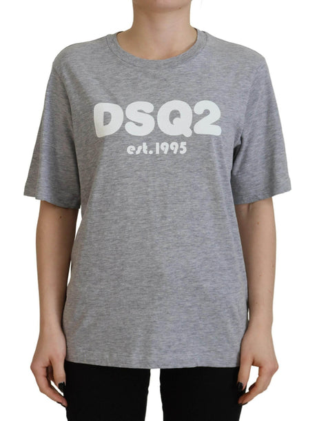 Dsquared² Gray Logo Cotton Crewneck Short Sleeve Tee T-shirt - Hilstor