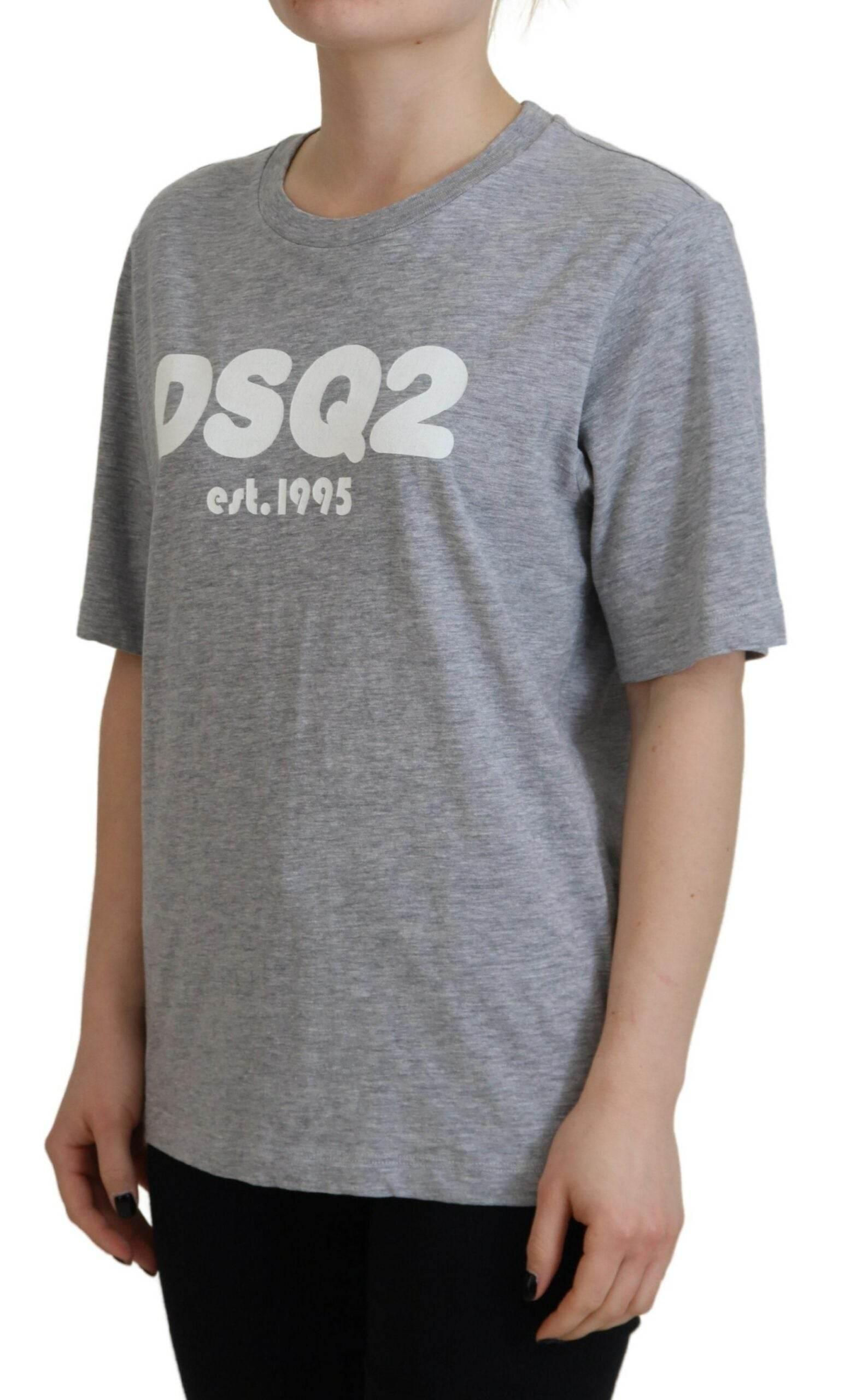 Dsquared² Gray Logo Cotton Crewneck Short Sleeve Tee T-shirt - Hilstor