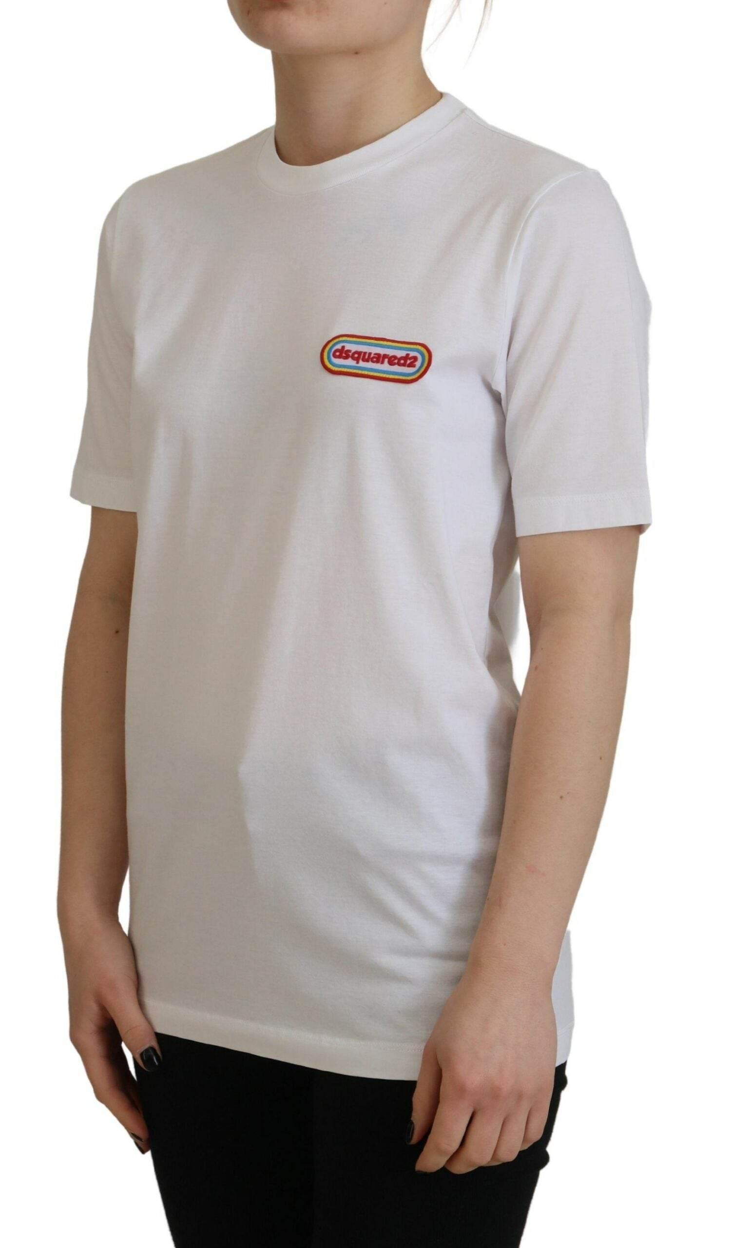 Dsquared² White Logo Patch Crewneck Short Sleeve Tee T-shirt - Hilstor