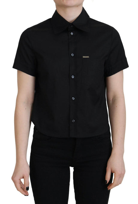 Dsquared² Black Collared Button Down Short Sleeves Polo Top - Hilstor