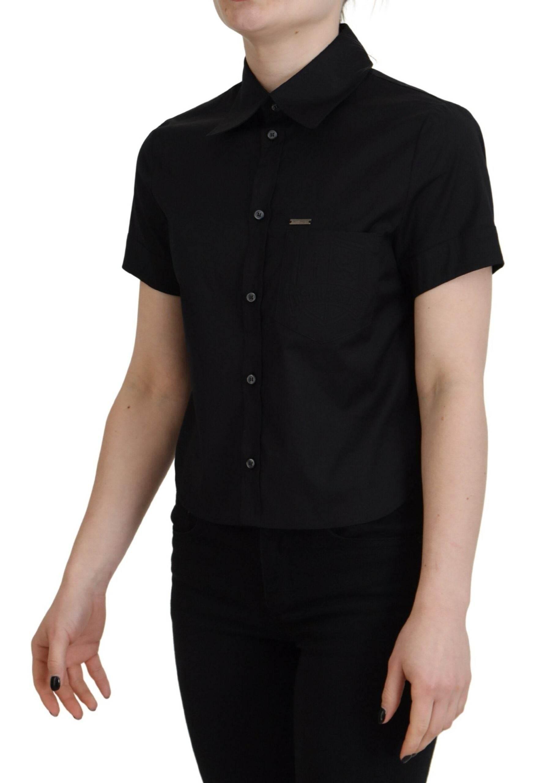 Dsquared² Black Collared Button Down Short Sleeves Polo Top - Hilstor