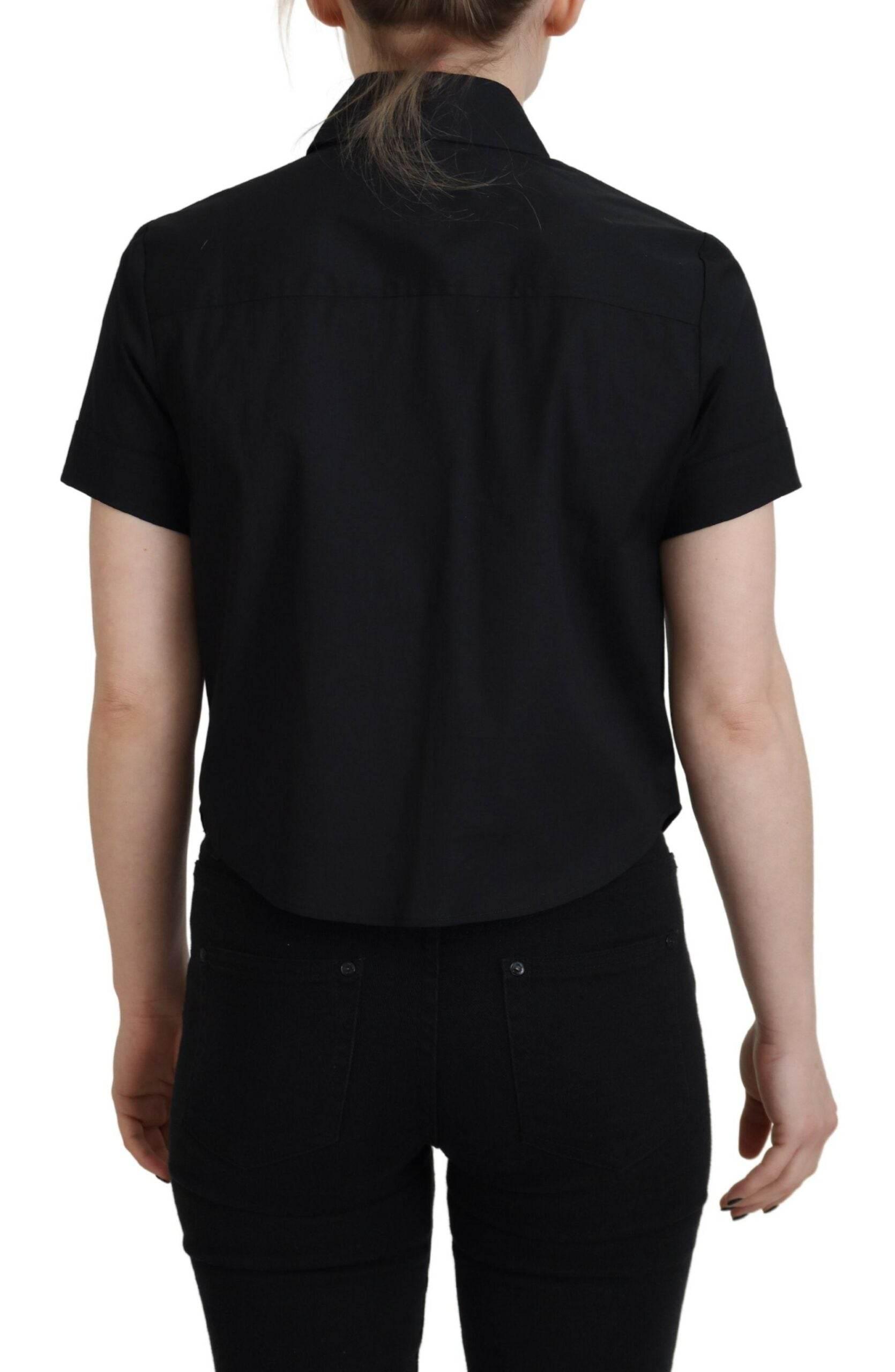 Dsquared² Black Collared Button Down Short Sleeves Polo Top - Hilstor