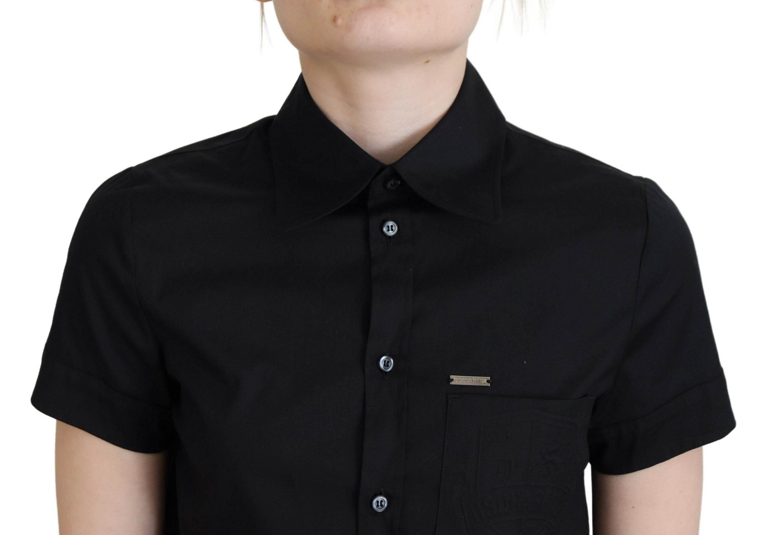 Dsquared² Black Collared Button Down Short Sleeves Polo Top - Hilstor