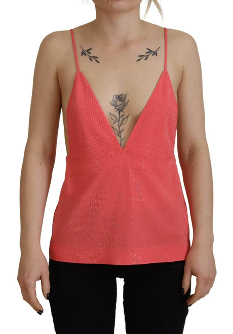 Dsquared² Pink Sleeveless Spaghetti Strap Cami V-neck Top - Hilstor