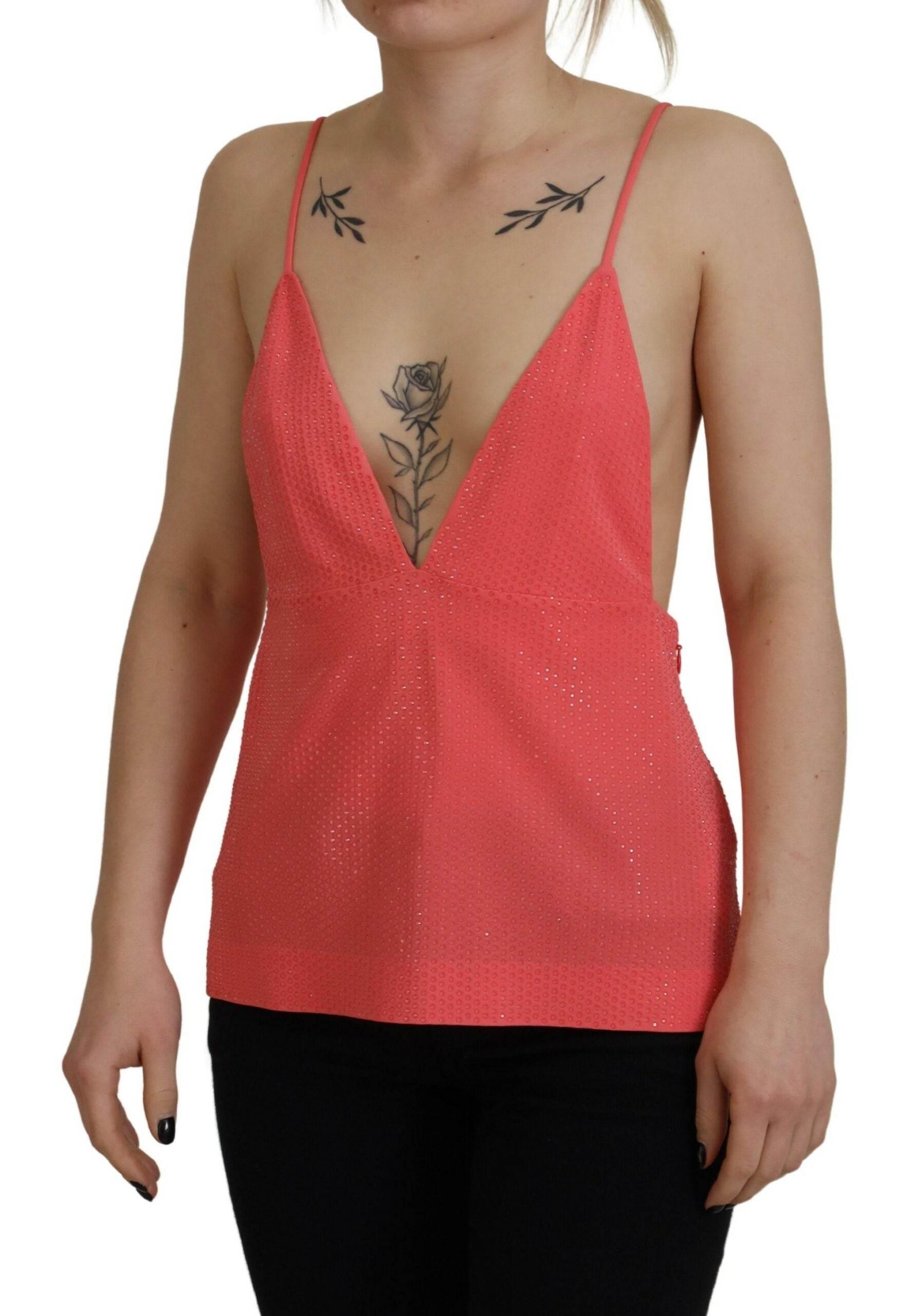 Dsquared² Pink Sleeveless Spaghetti Strap Cami V-neck Top - Hilstor