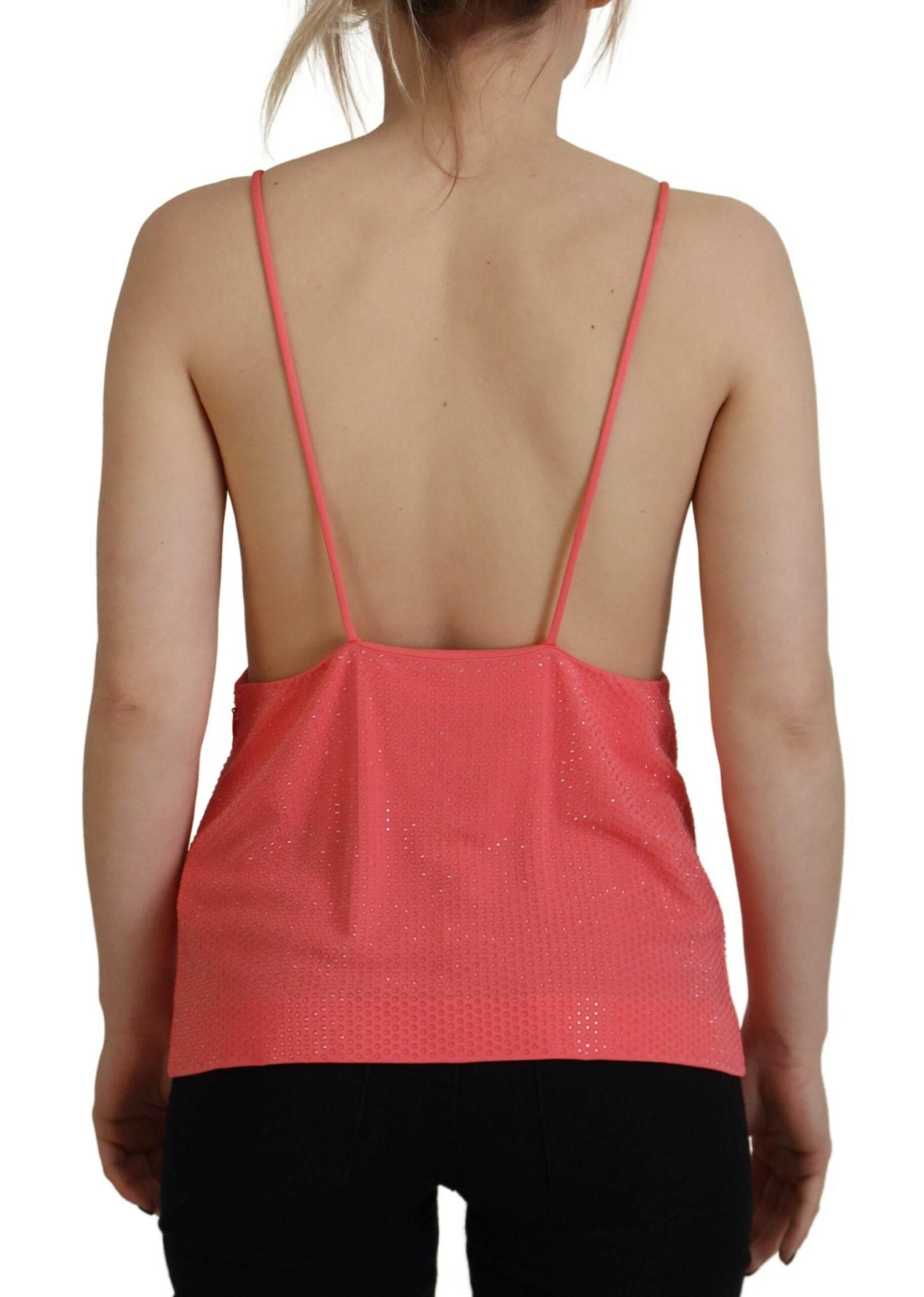 Dsquared² Pink Sleeveless Spaghetti Strap Cami V-neck Top - Hilstor