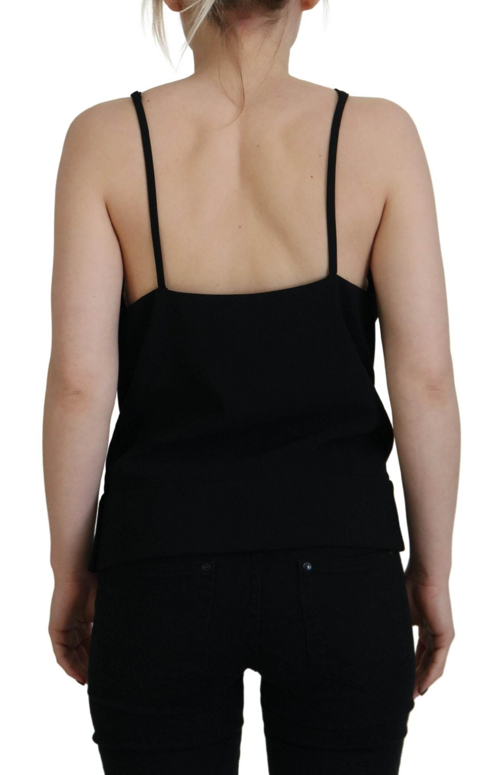 Dsquared² Black Embellished Deep V-neck Sleeveless Tank Top - Hilstor