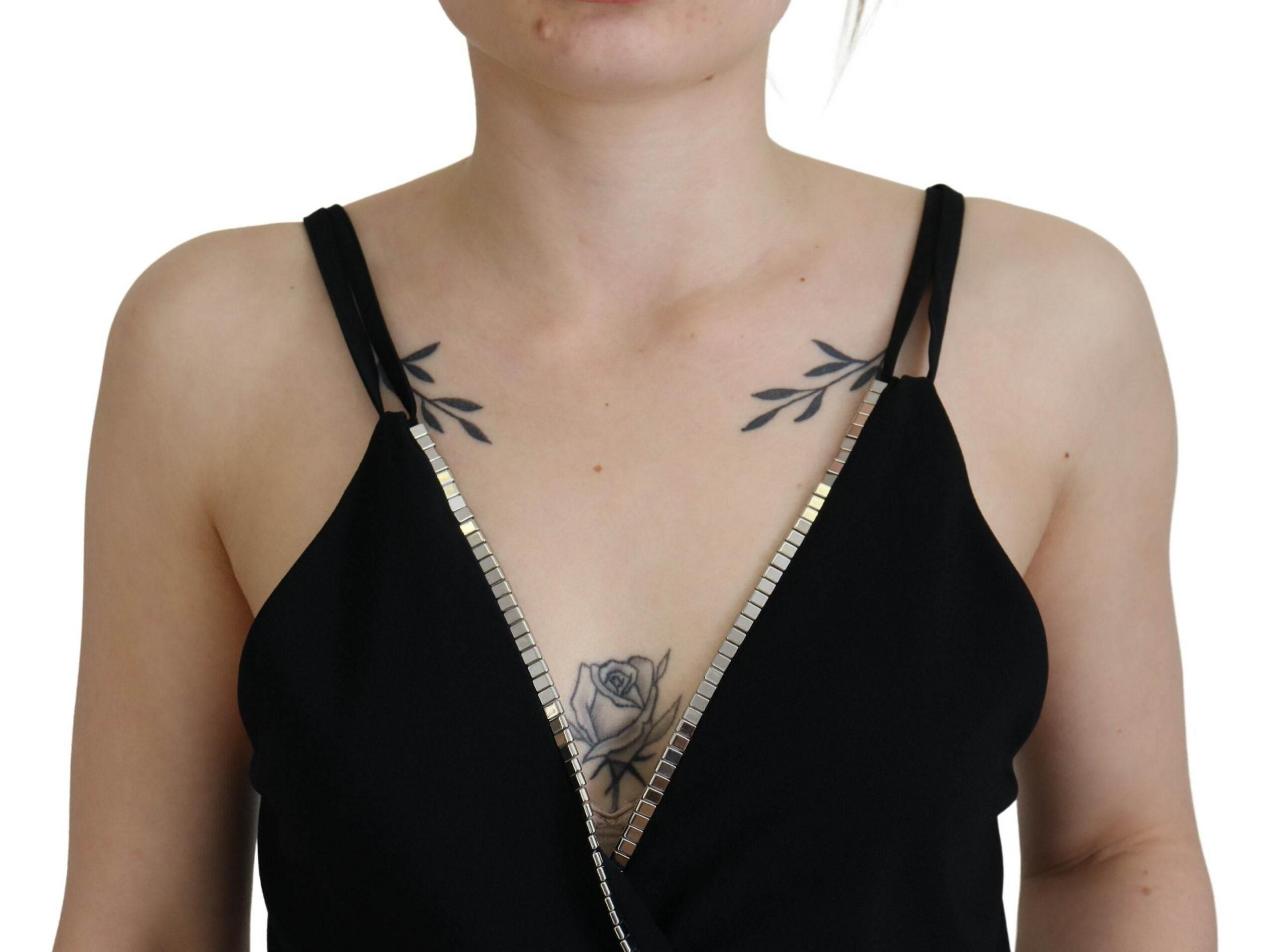 Dsquared² Black Embellished Deep V-neck Sleeveless Tank Top - Hilstor