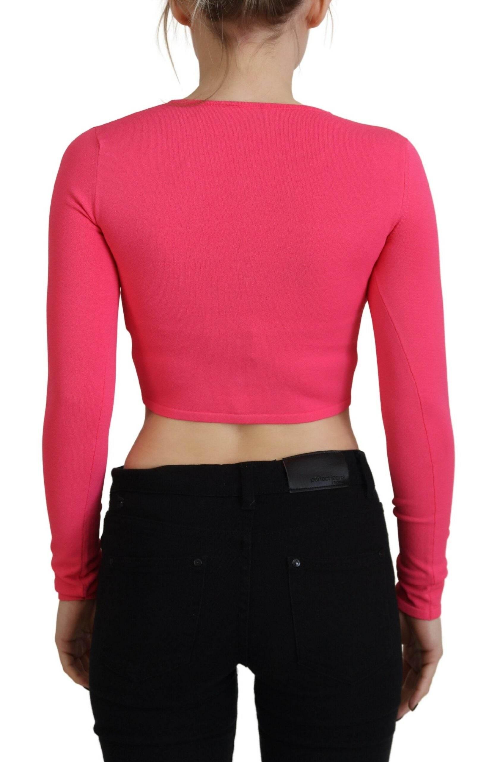 Dsquared² Pink Viscose Knit Open Chest Long Sleeves Top - Hilstor