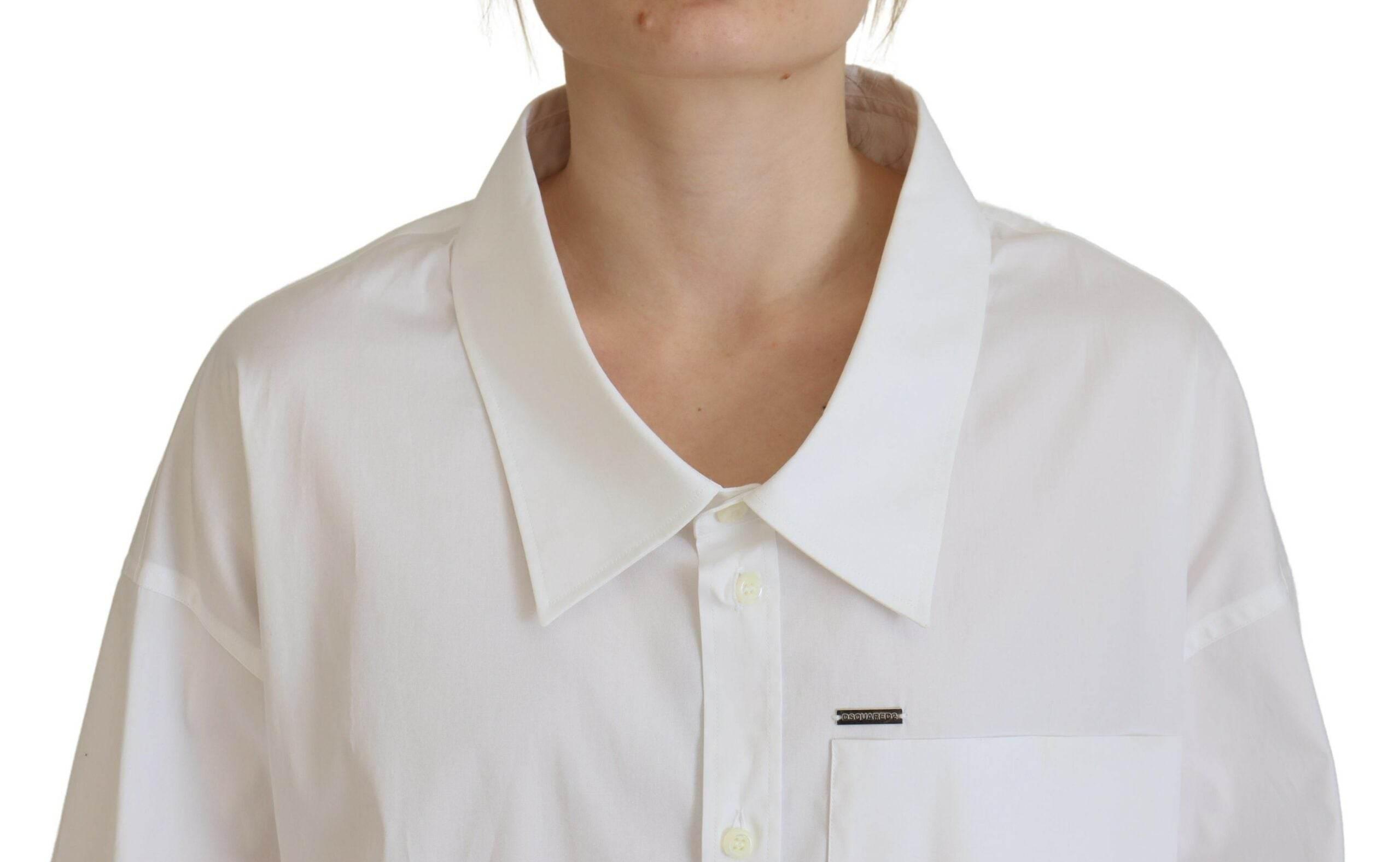Dsquared² White Cotton Button Down Collared Dress Shirt Top - Hilstor