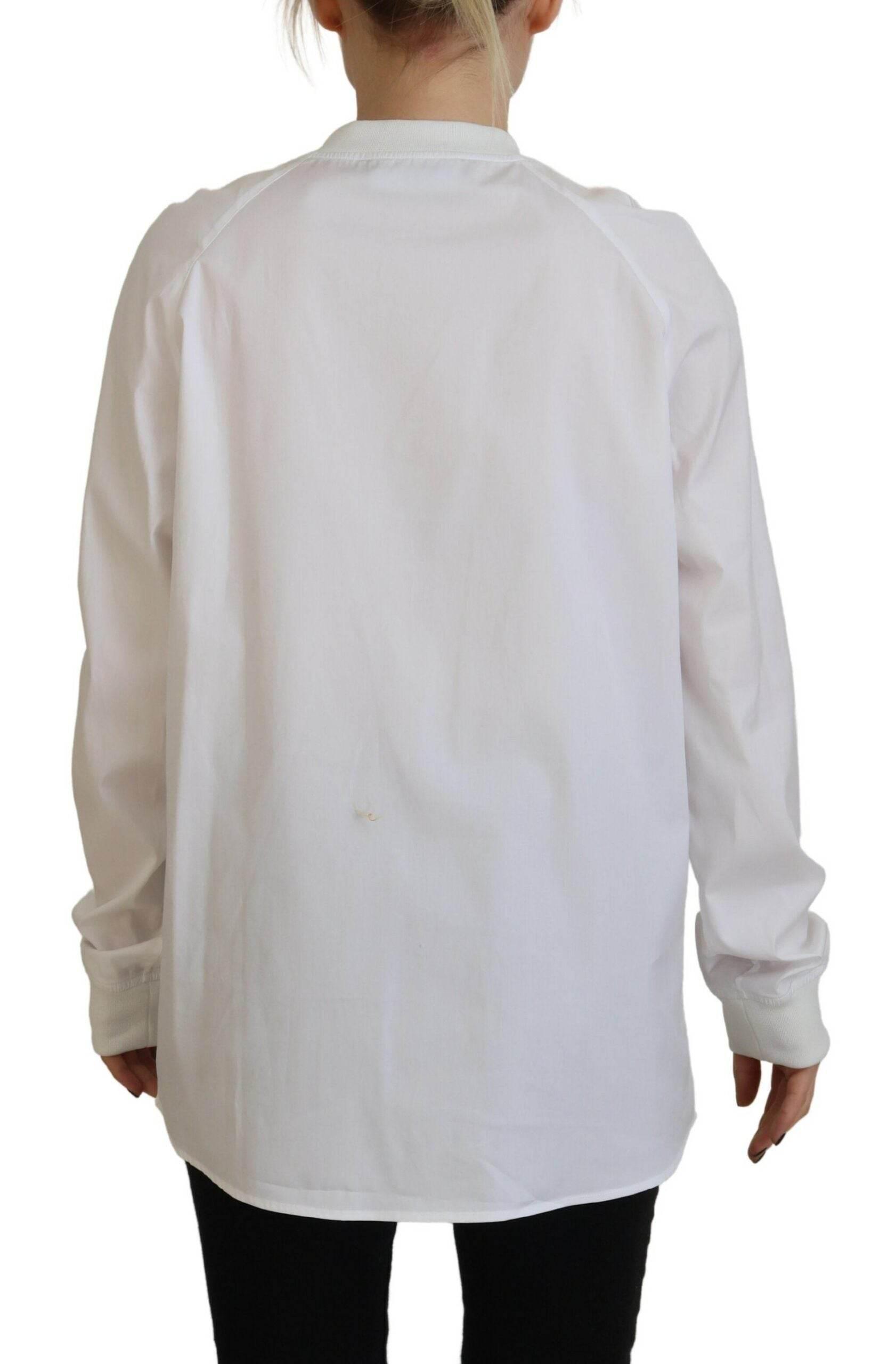 Dsquared² White Cotton Button Down Long Sleeves Crewneck Top - Hilstor