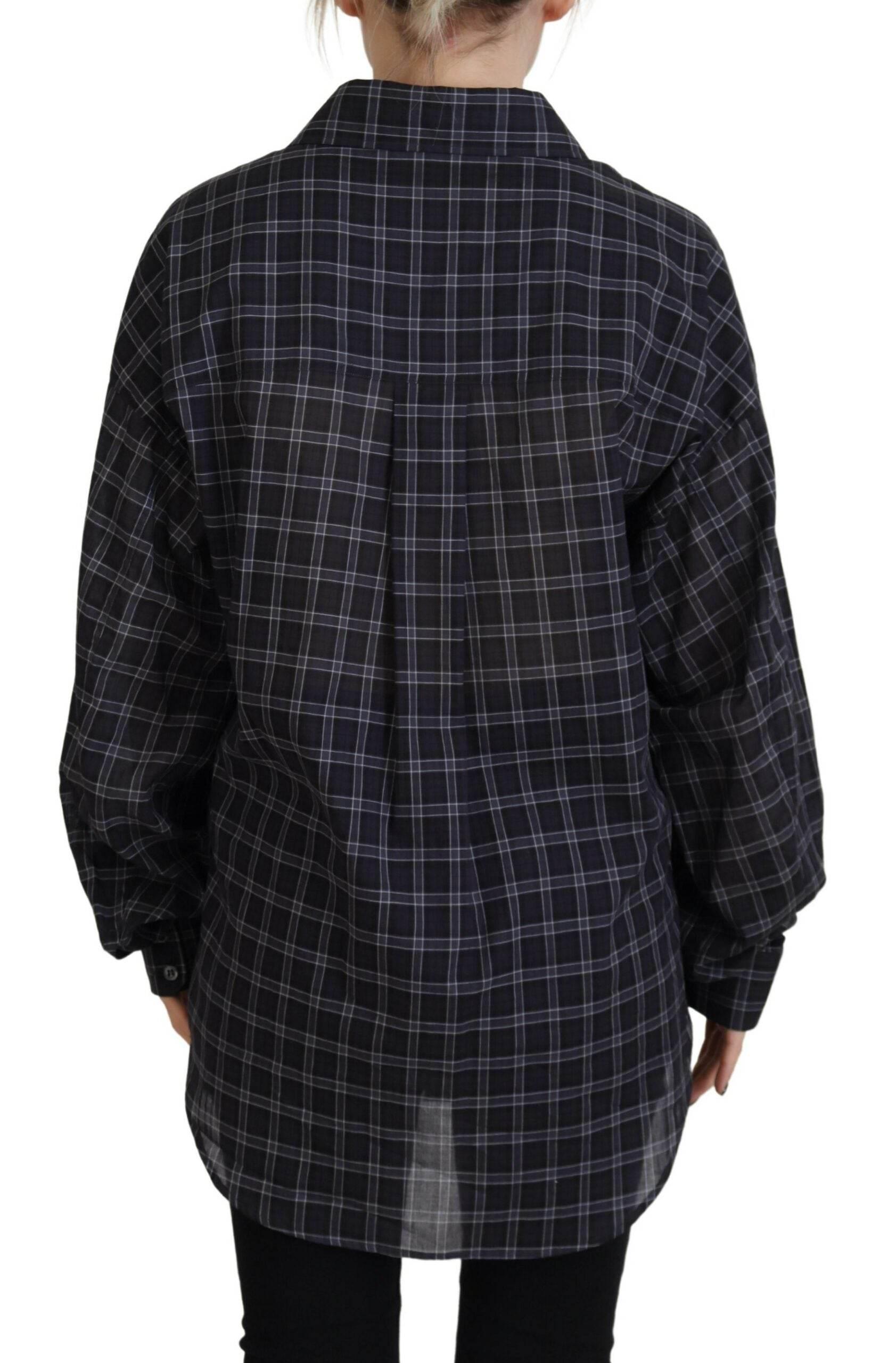 Dsquared² Black Checkered Collared Button Long Sleeves Shirt - Hilstor