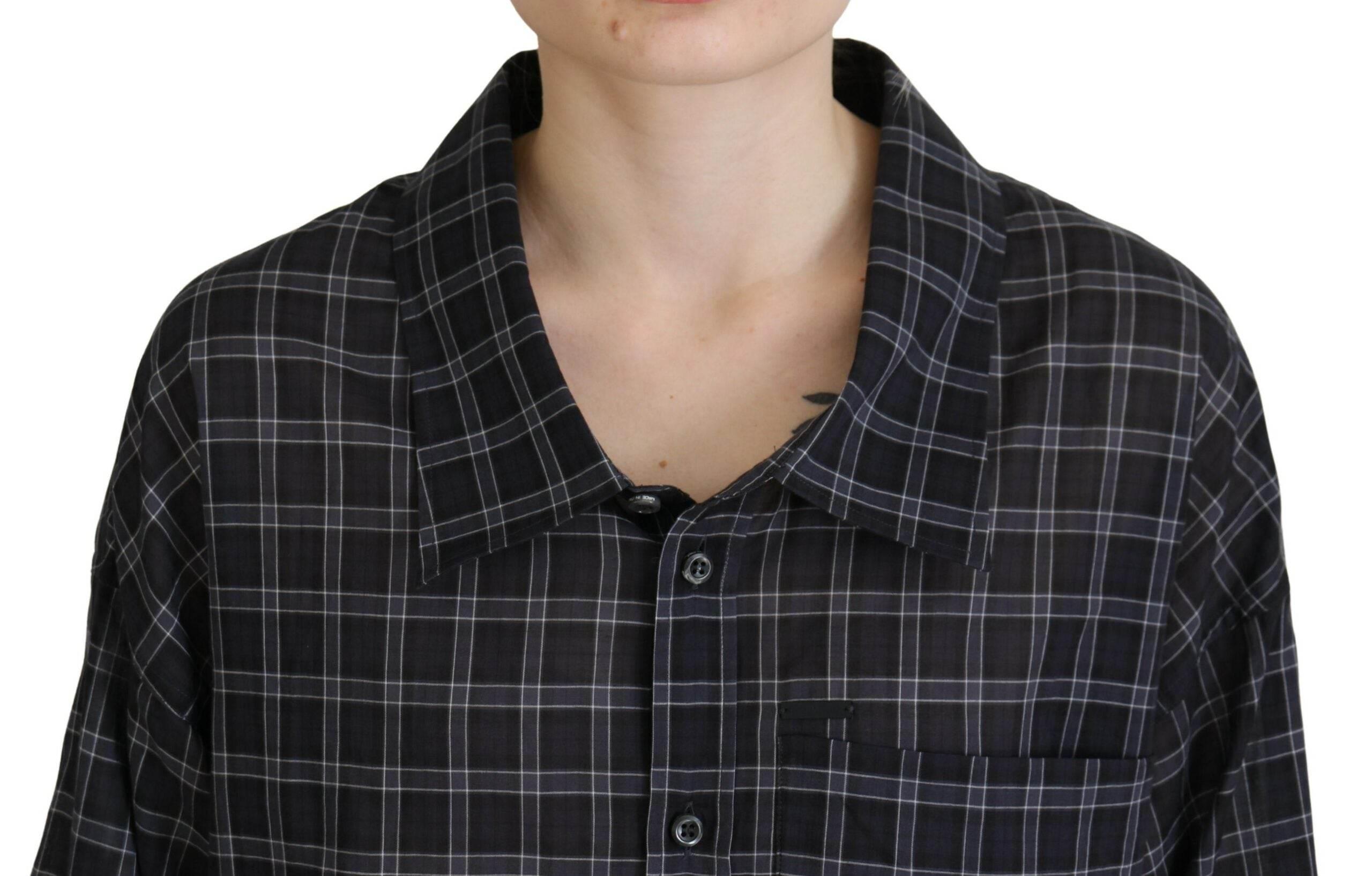 Dsquared² Black Checkered Collared Button Long Sleeves Shirt - Hilstor