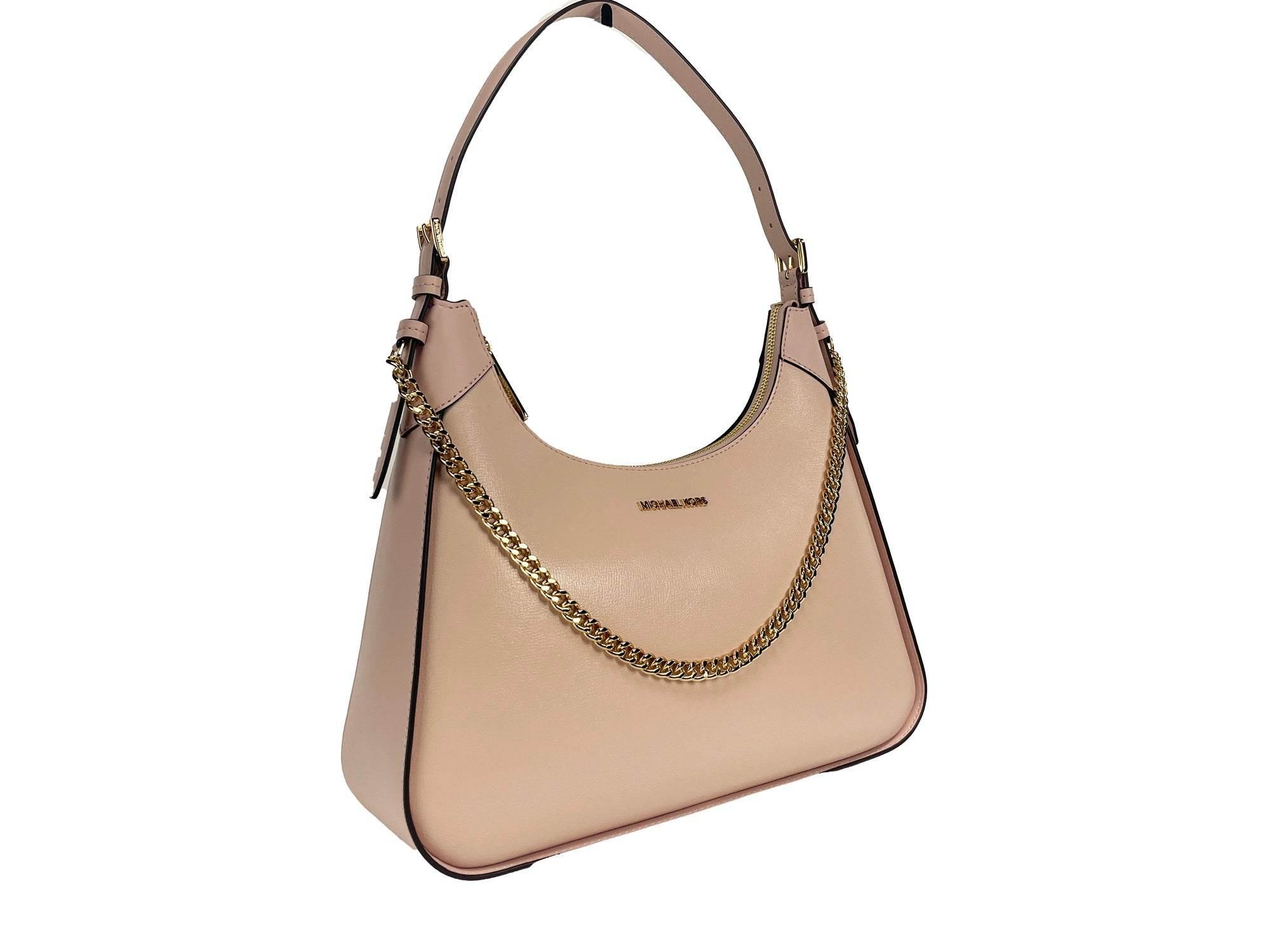 Michael Kors Wilma Large Smooth Leather Chain Shoulder Bag Purse Powder Blush - Hilstor