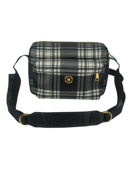 Versace Elegant Grey Leather Crossbody Bag - Hilstor