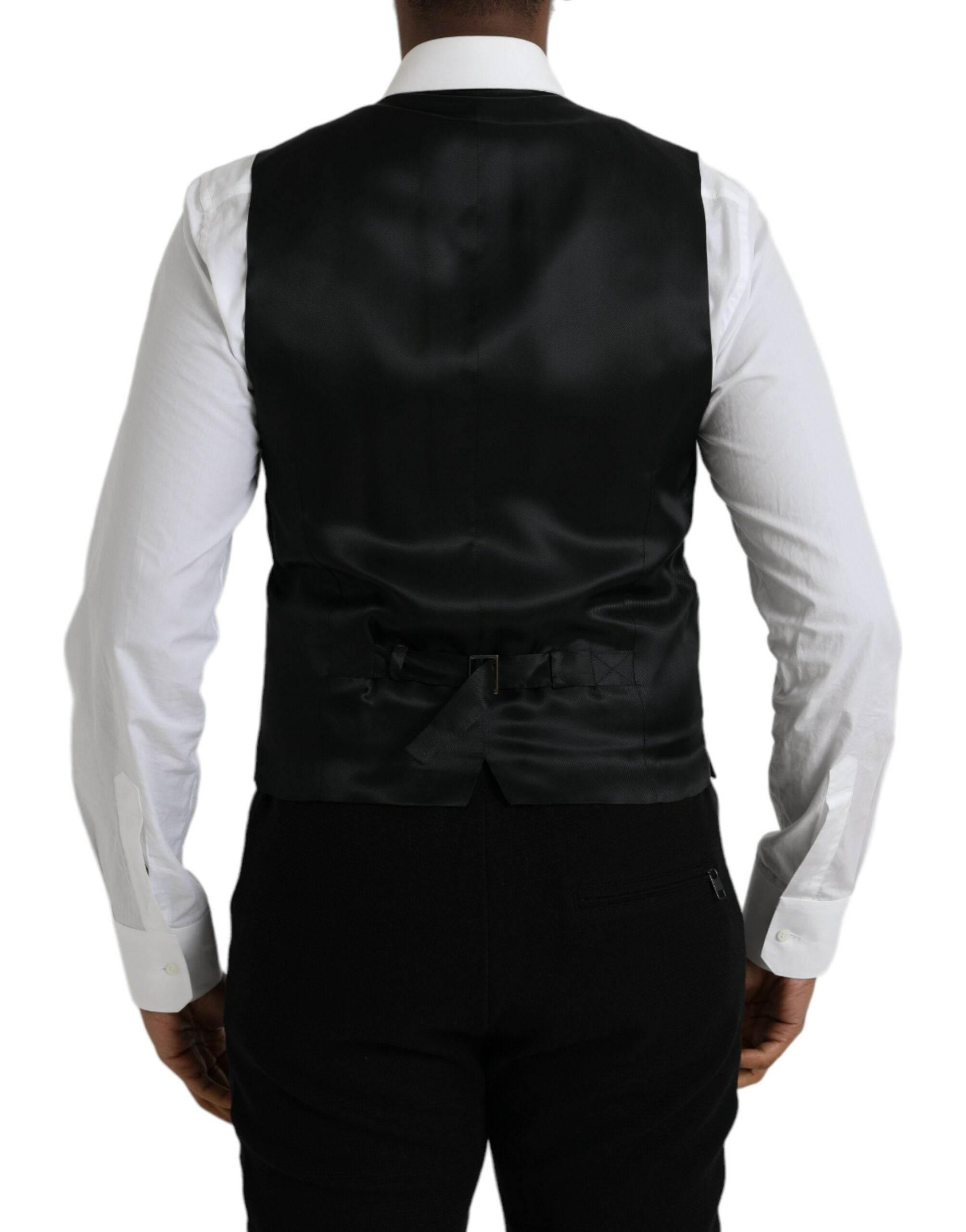 Dolce & Gabbana Black Wool Formal Dress Waistcoat Vest - Hilstor