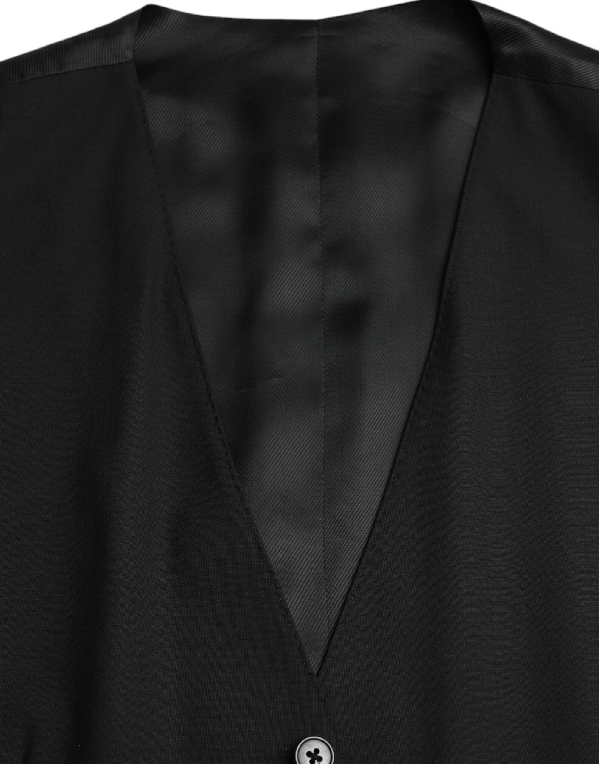 Dolce & Gabbana Black Wool Formal Dress Waistcoat Vest - Hilstor