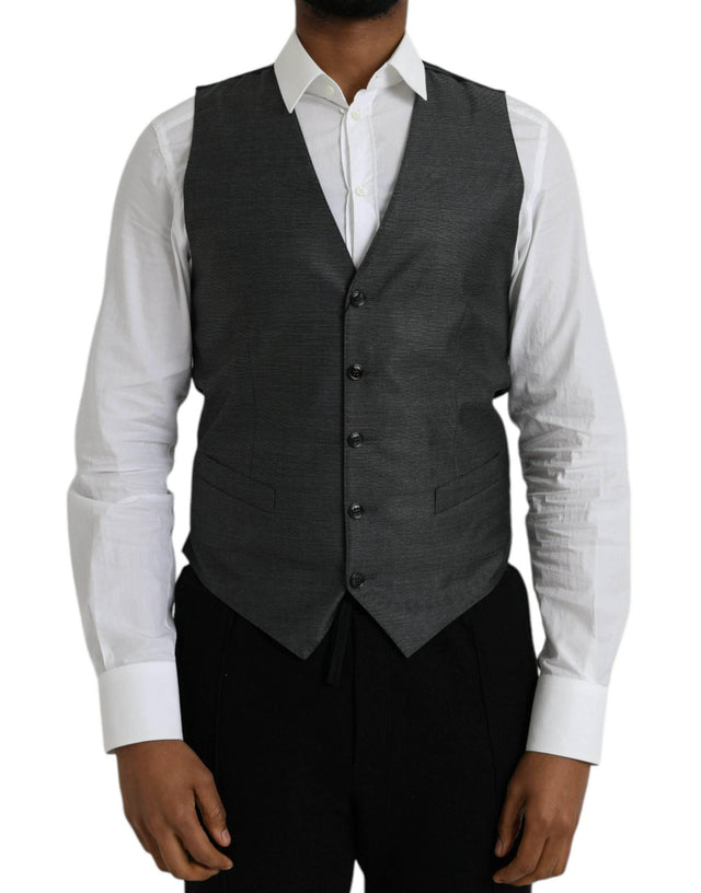 Dolce & Gabbana Gray Wool Formal Dress Waistcoat Vest - Hilstor