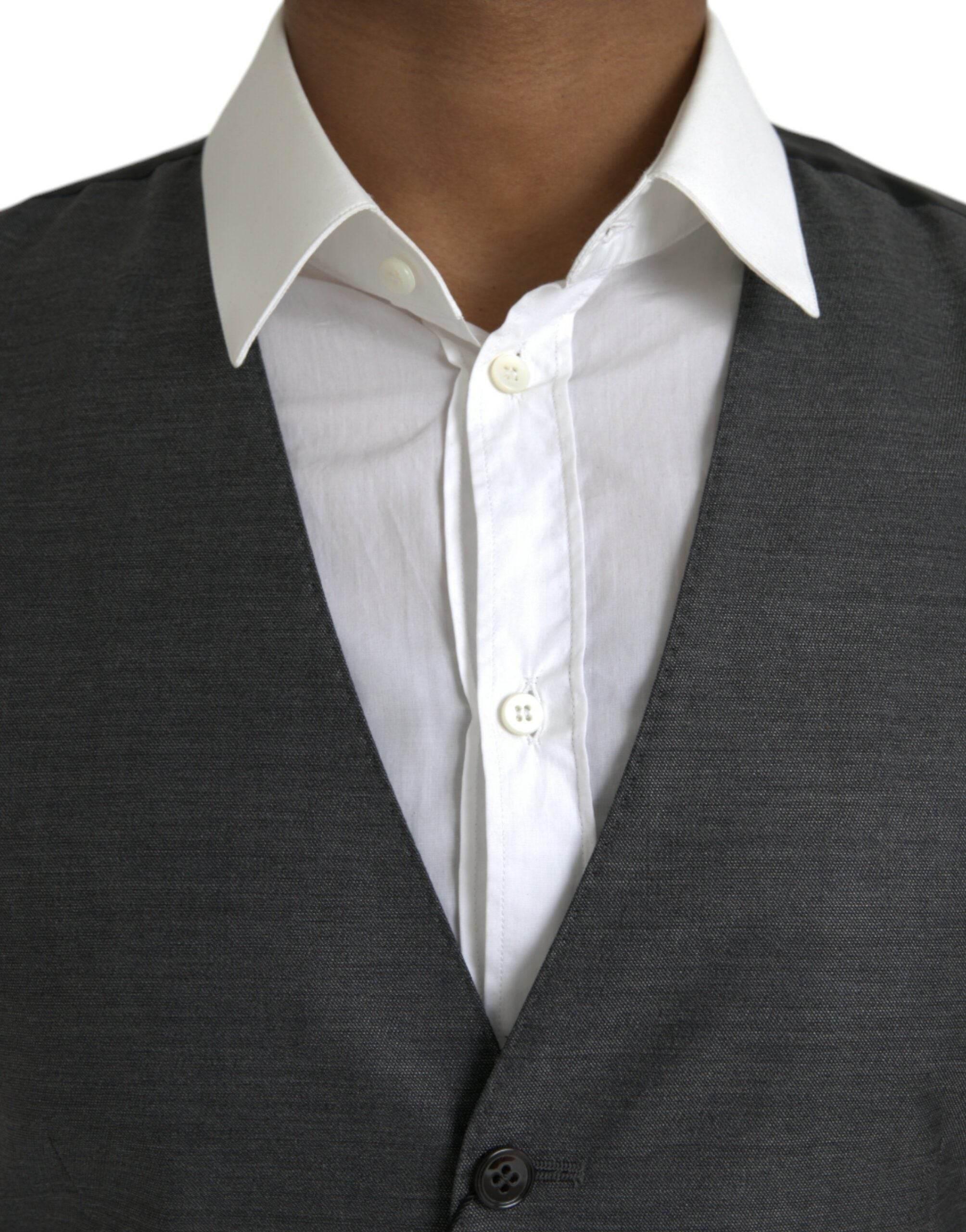 Dolce & Gabbana Gray Wool Formal Dress Waistcoat Vest - Hilstor