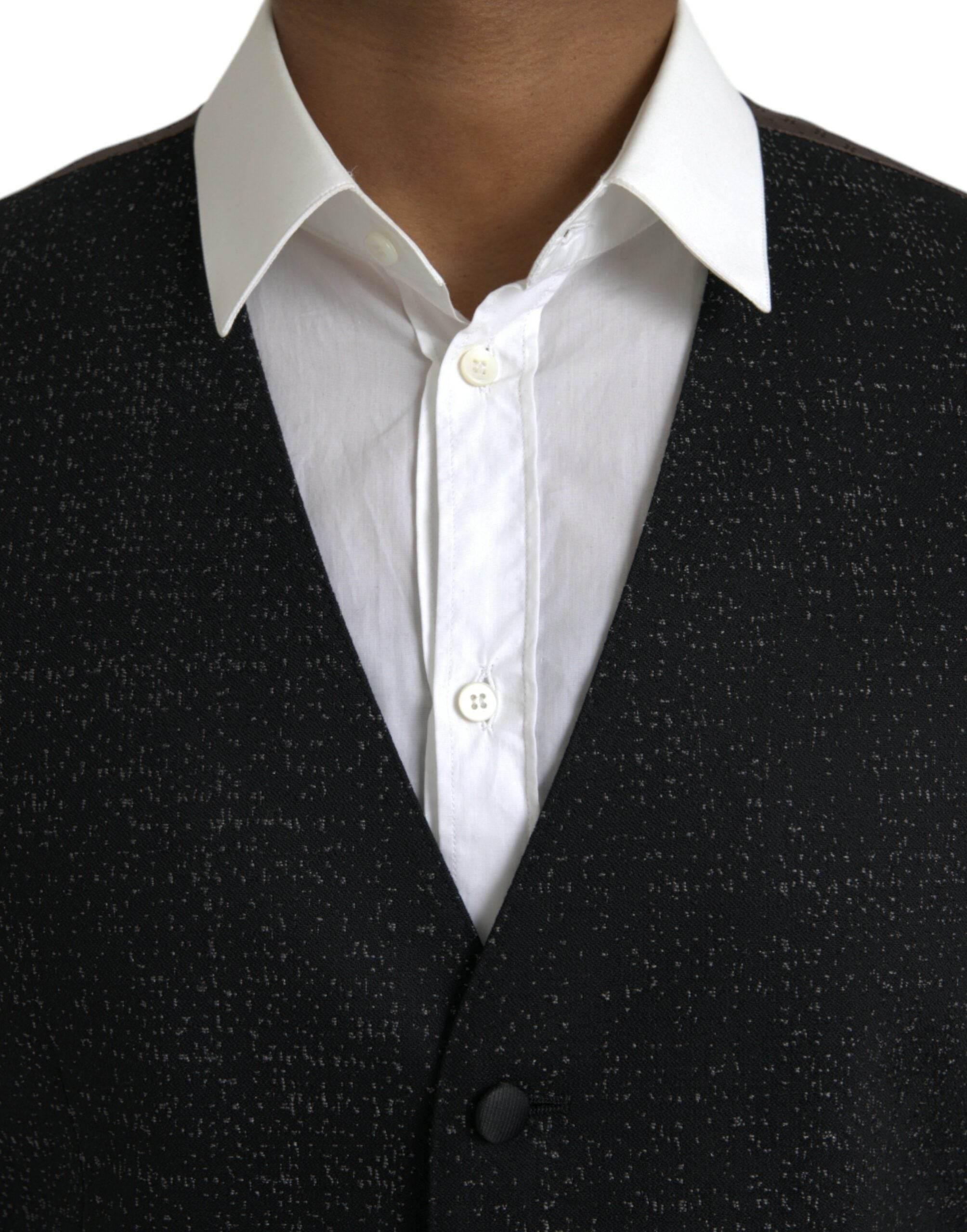 Dolce & Gabbana Black Brown Silk Waistcoat Dress Formal Vest - Hilstor