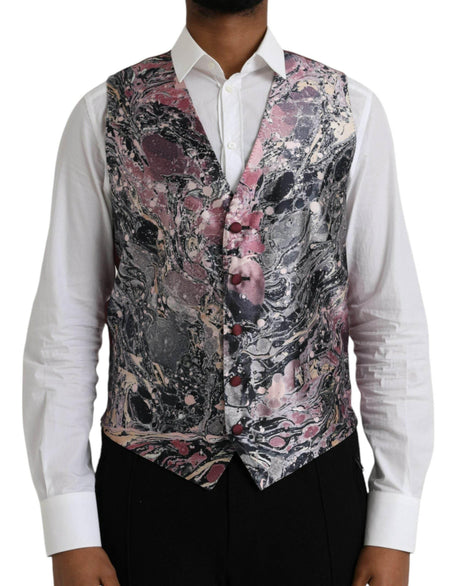 Dolce & Gabbana Multicolor Galaxy Silk Waistcoat Formal Vest - Hilstor