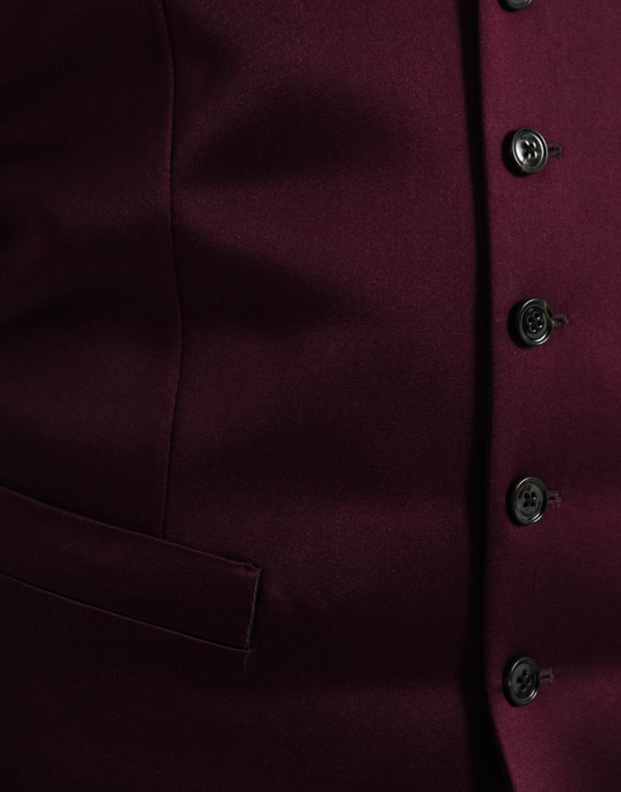 Dolce & Gabbana Maroon Satin Silk Waistcoat Dress Formal Vest - Hilstor