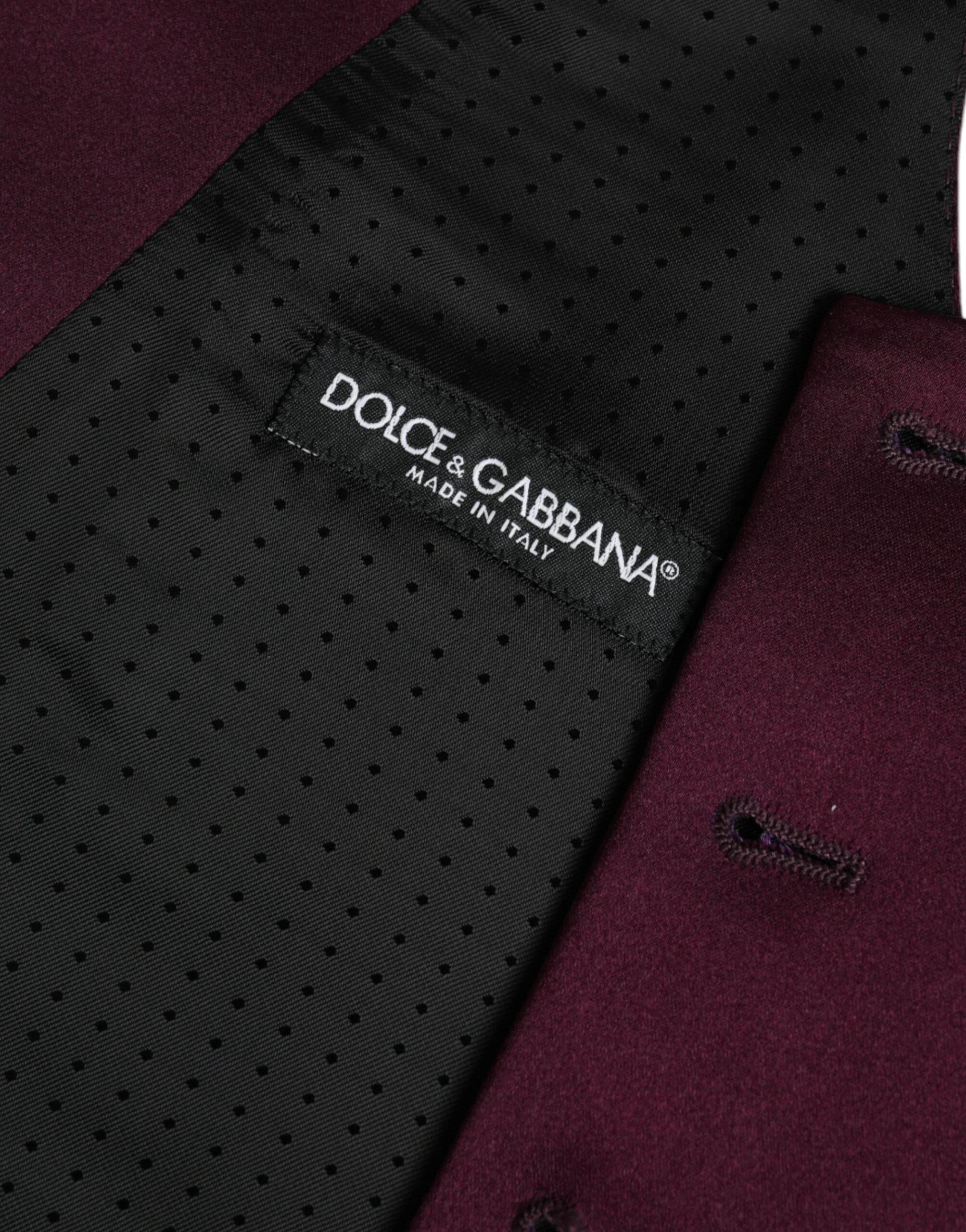 Dolce & Gabbana Maroon Satin Silk Waistcoat Dress Formal Vest - Hilstor