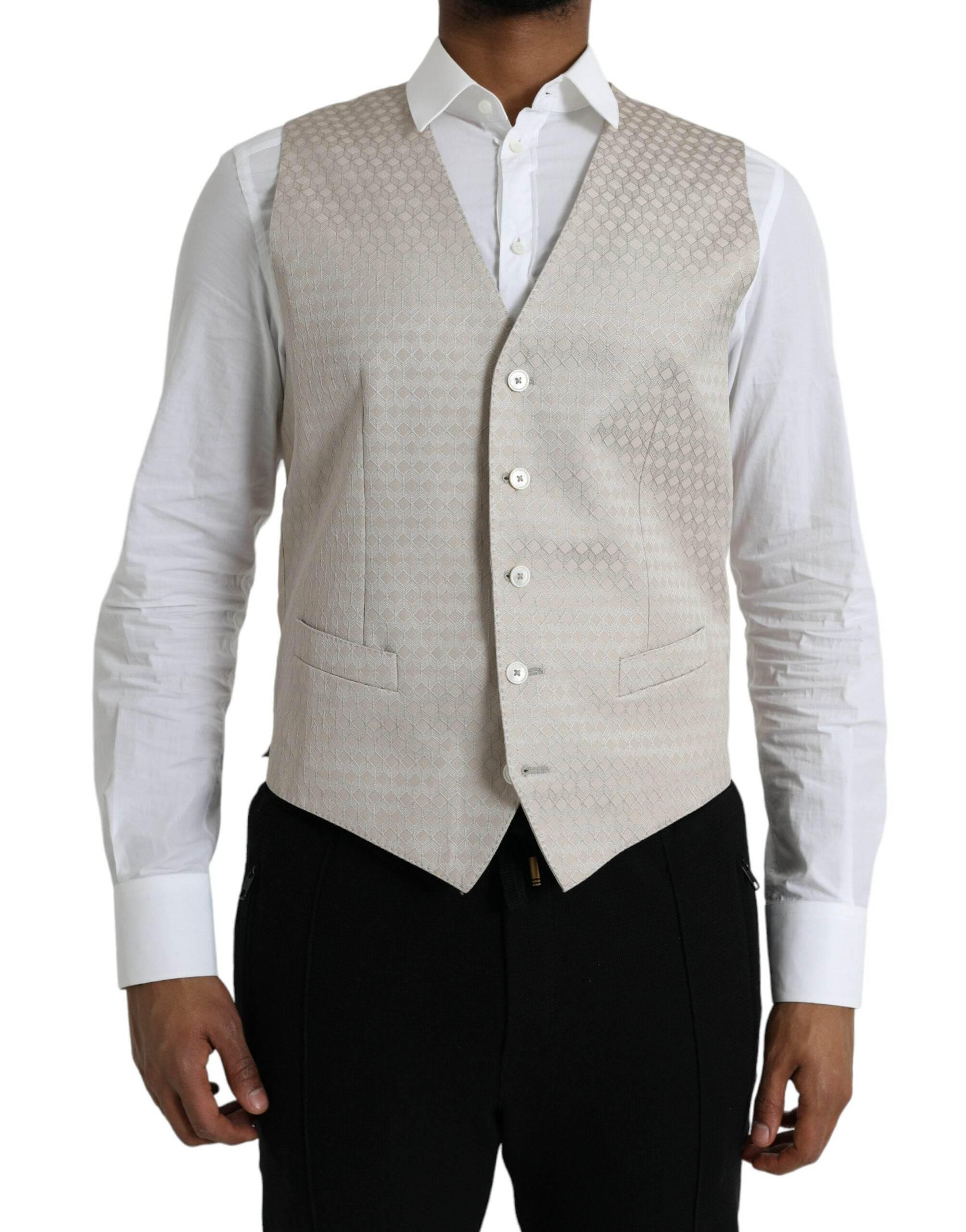 Dolce & Gabbana Off White Cotton Waistcoat Dress Formal Vest - Hilstor