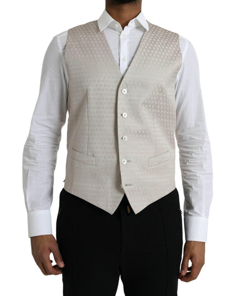 Dolce & Gabbana Off White Cotton Waistcoat Dress Formal Vest - Hilstor