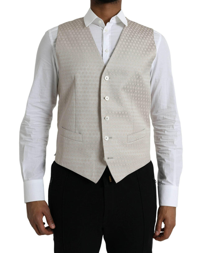 Dolce & Gabbana Off White Cotton Waistcoat Dress Formal Vest - Hilstor