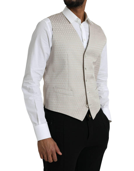 Dolce & Gabbana Off White Cotton Waistcoat Dress Formal Vest - Hilstor