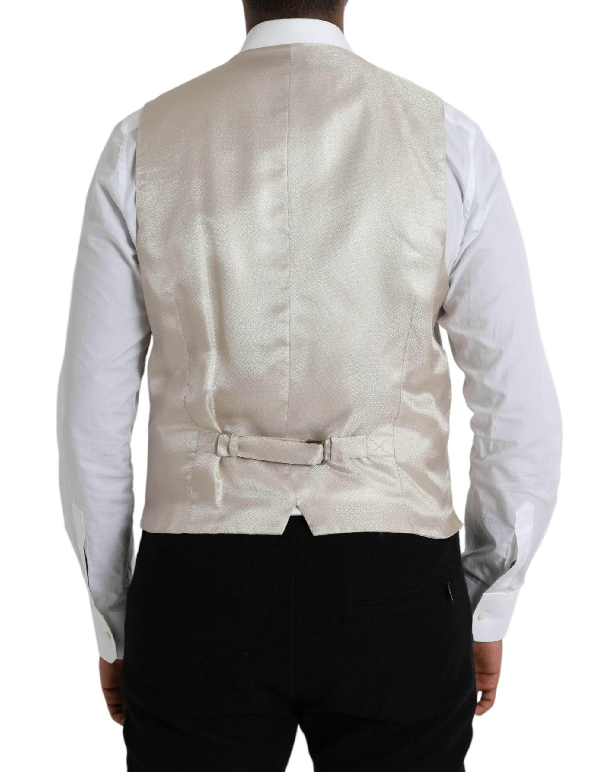 Dolce & Gabbana Off White Cotton Waistcoat Dress Formal Vest - Hilstor
