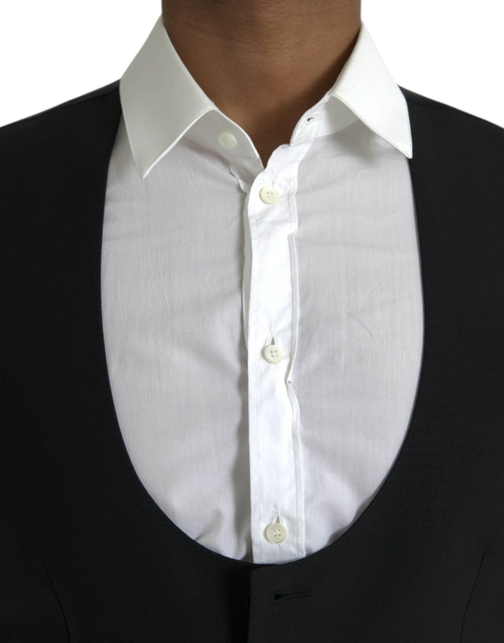 Dolce & Gabbana Black Wool Waistcoat Dress Formal Vest - Hilstor