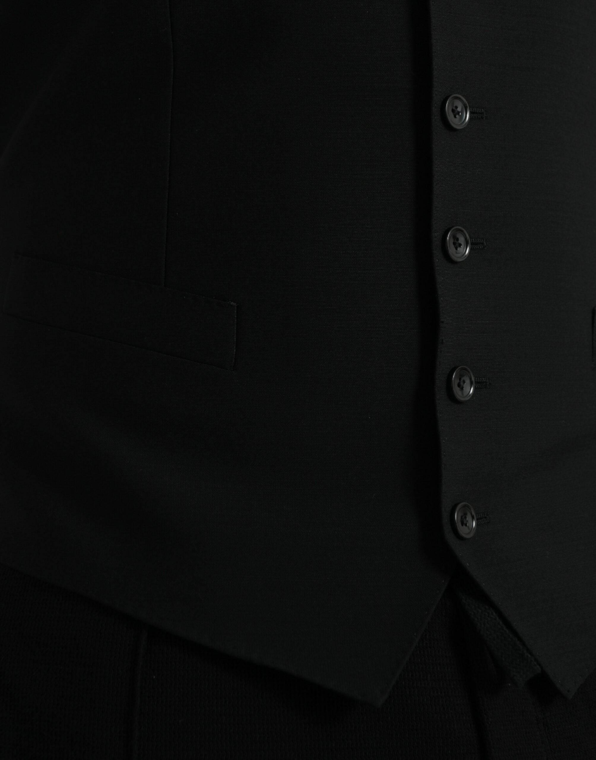 Dolce & Gabbana Black Wool Waistcoat Dress Formal Vest - Hilstor