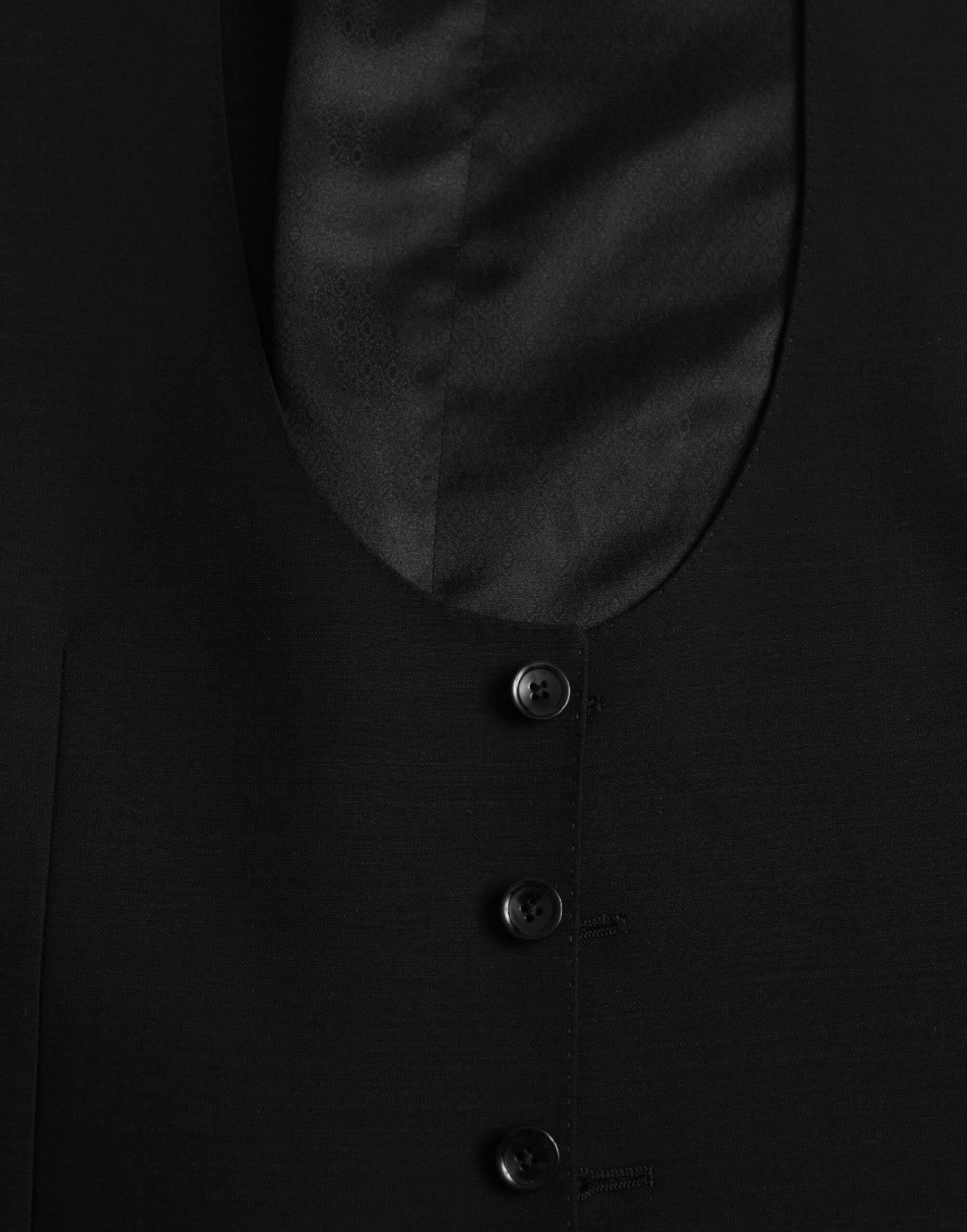 Dolce & Gabbana Black Wool Waistcoat Dress Formal Vest - Hilstor