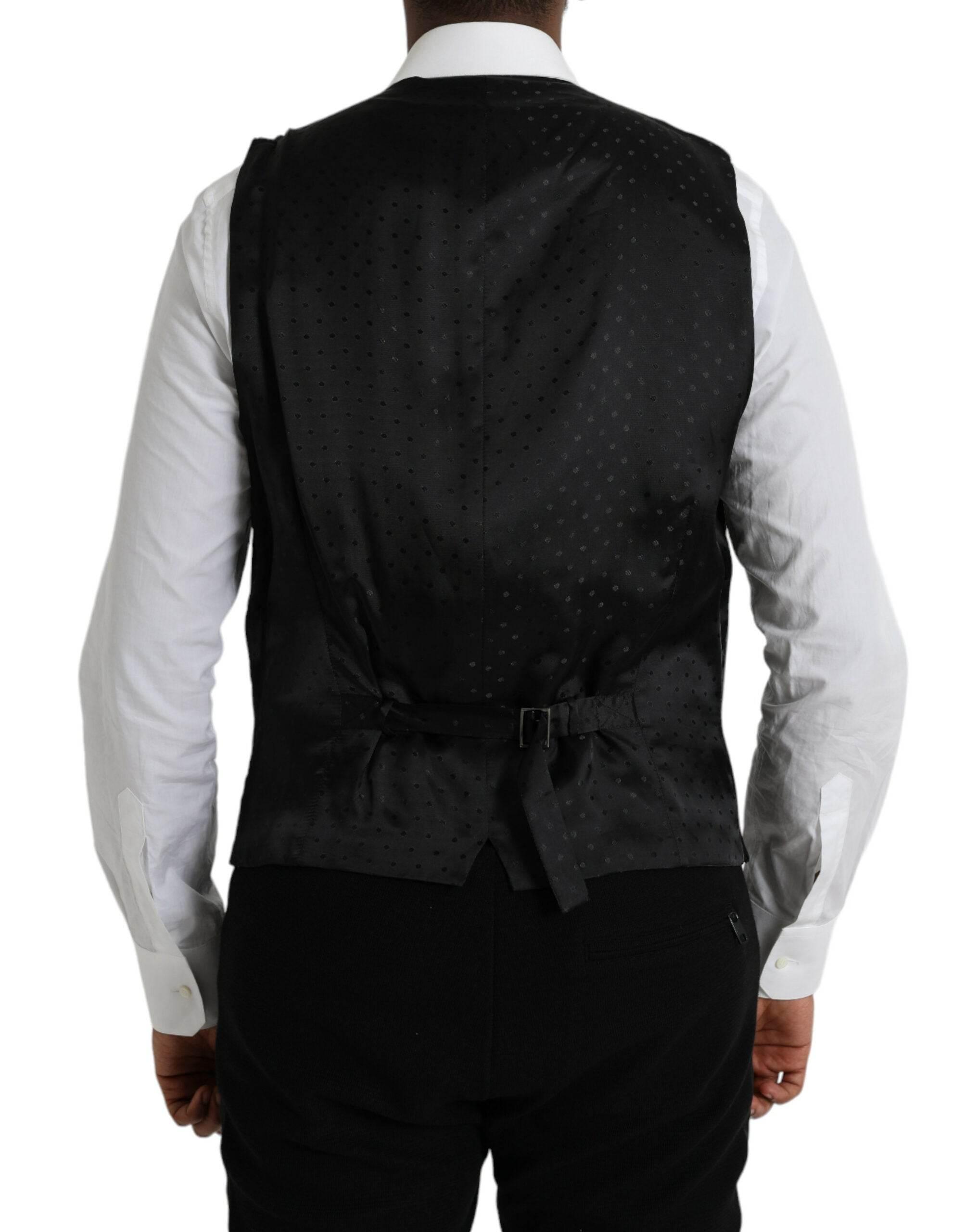 Dolce & Gabbana Black Silk Waistcoat Dress Formal Vest - Hilstor