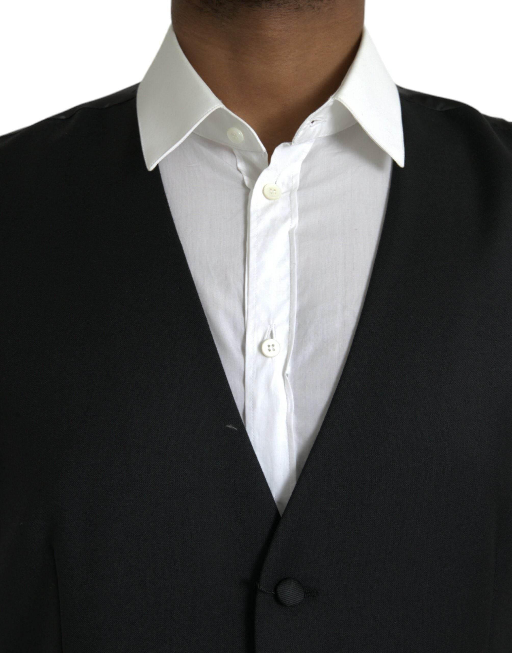 Dolce & Gabbana Black Silk Waistcoat Dress Formal Vest - Hilstor