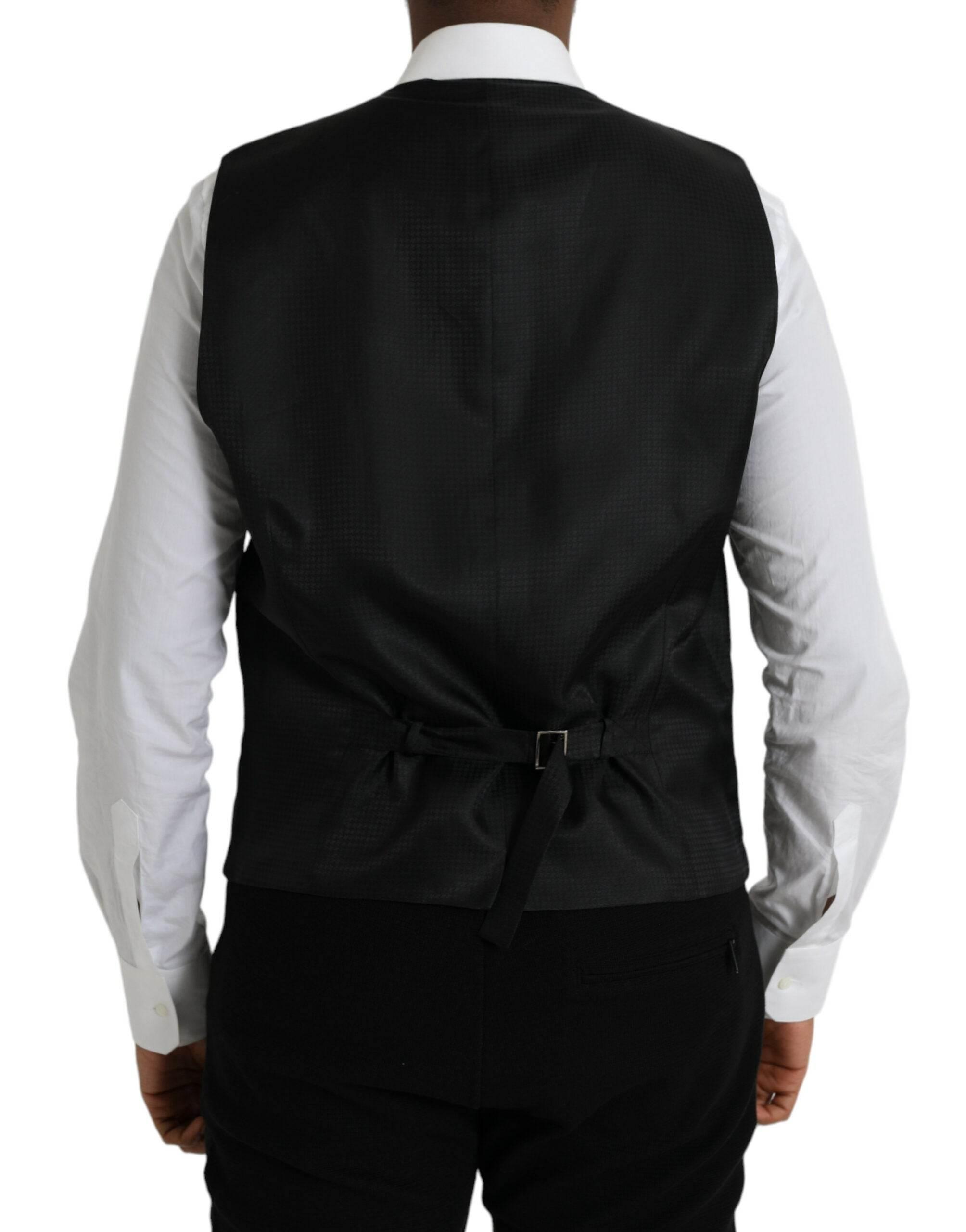 Dolce & Gabbana Black Wool Waistcoat Dress Formal Vest - Hilstor