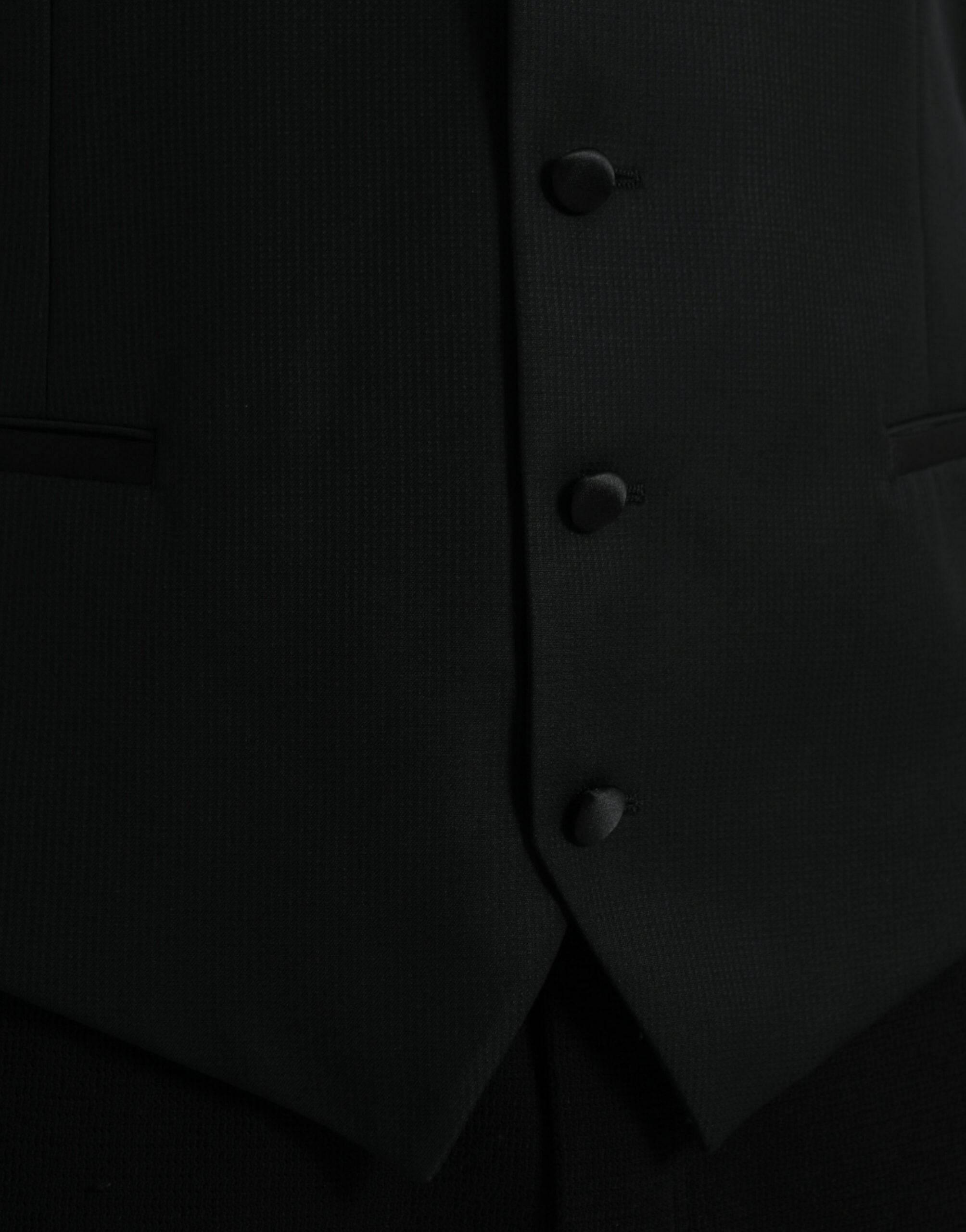 Dolce & Gabbana Black Wool Waistcoat Dress Formal Vest - Hilstor
