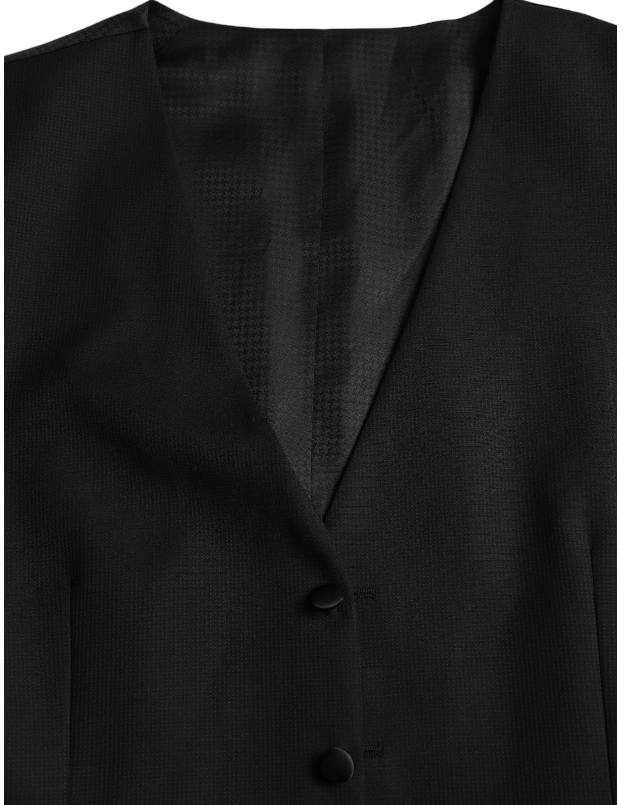 Dolce & Gabbana Black Wool Waistcoat Dress Formal Vest - Hilstor