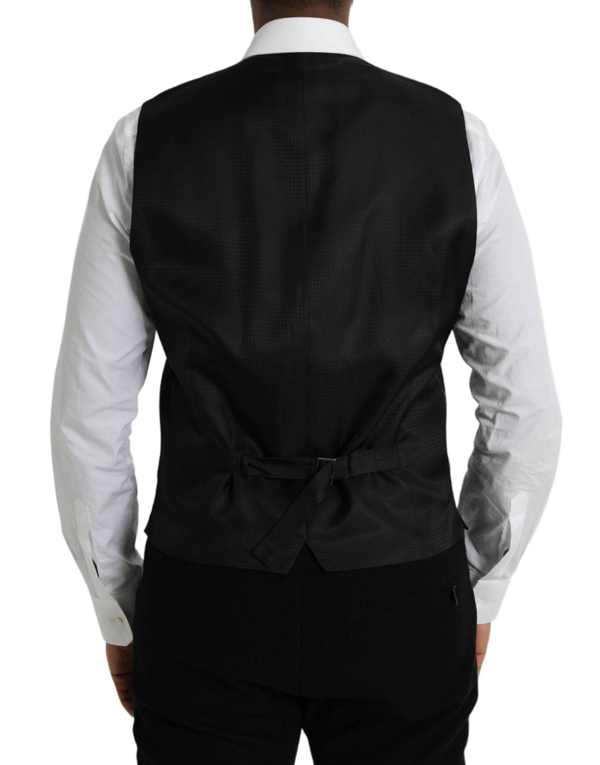 Dolce & Gabbana Black Wool Waistcoat Dress Formal Vest - Hilstor
