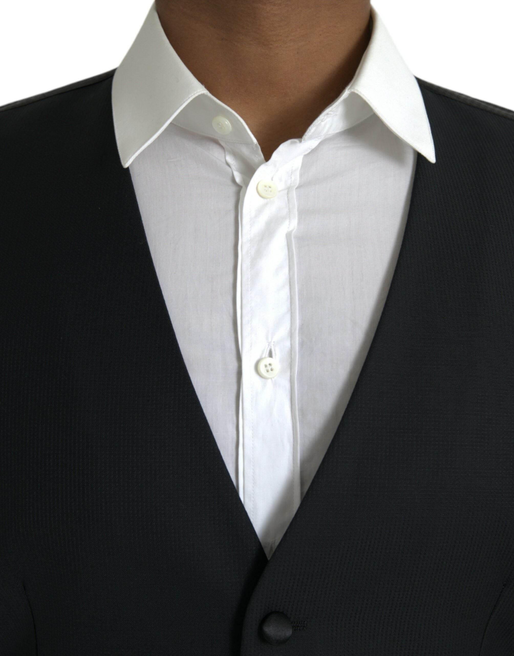 Dolce & Gabbana Black Wool Waistcoat Dress Formal Vest - Hilstor